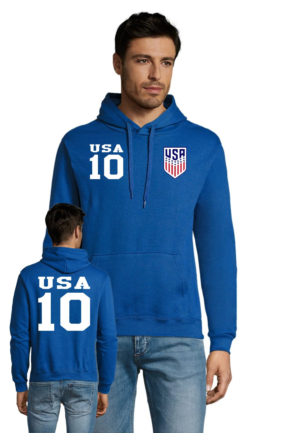 Blondie & Brownie Hoodie USA Herren Hoodie Flaggen Patch Print Nation Freizeit (Einzelartikel) USA Spirit Herren Nation Hoodie Print