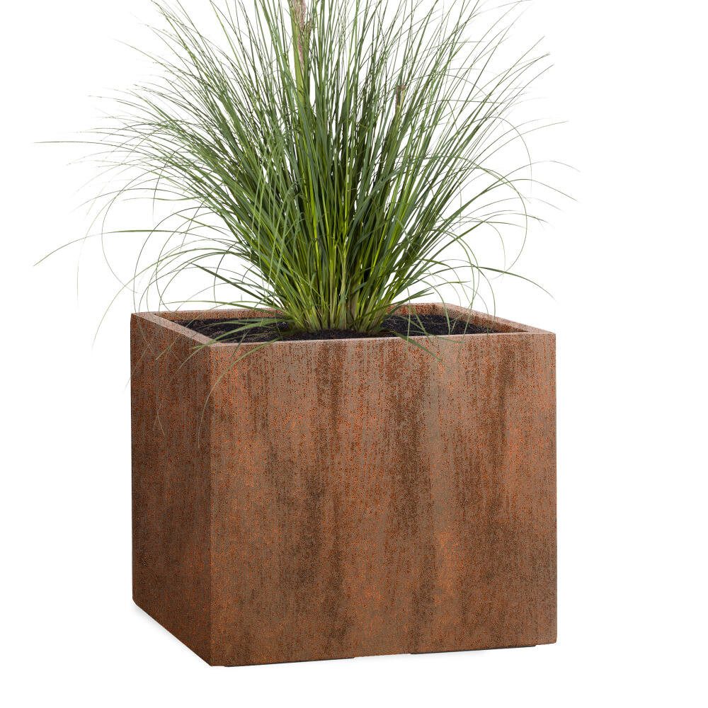 Pflanzwerk® Pflanzkübel CUBE Premium Fiberglas Blumenkübel Frostbeständig mit Lotus-Effekt, Lotus-Effekt - Handgefertigt - Eckig - Frostbeständig