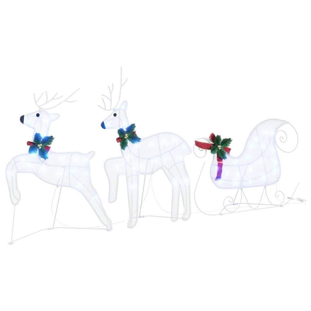 vidaXL Weihnachtsszene, LED Rentiere 3 pcs Kaltweiß Stoff