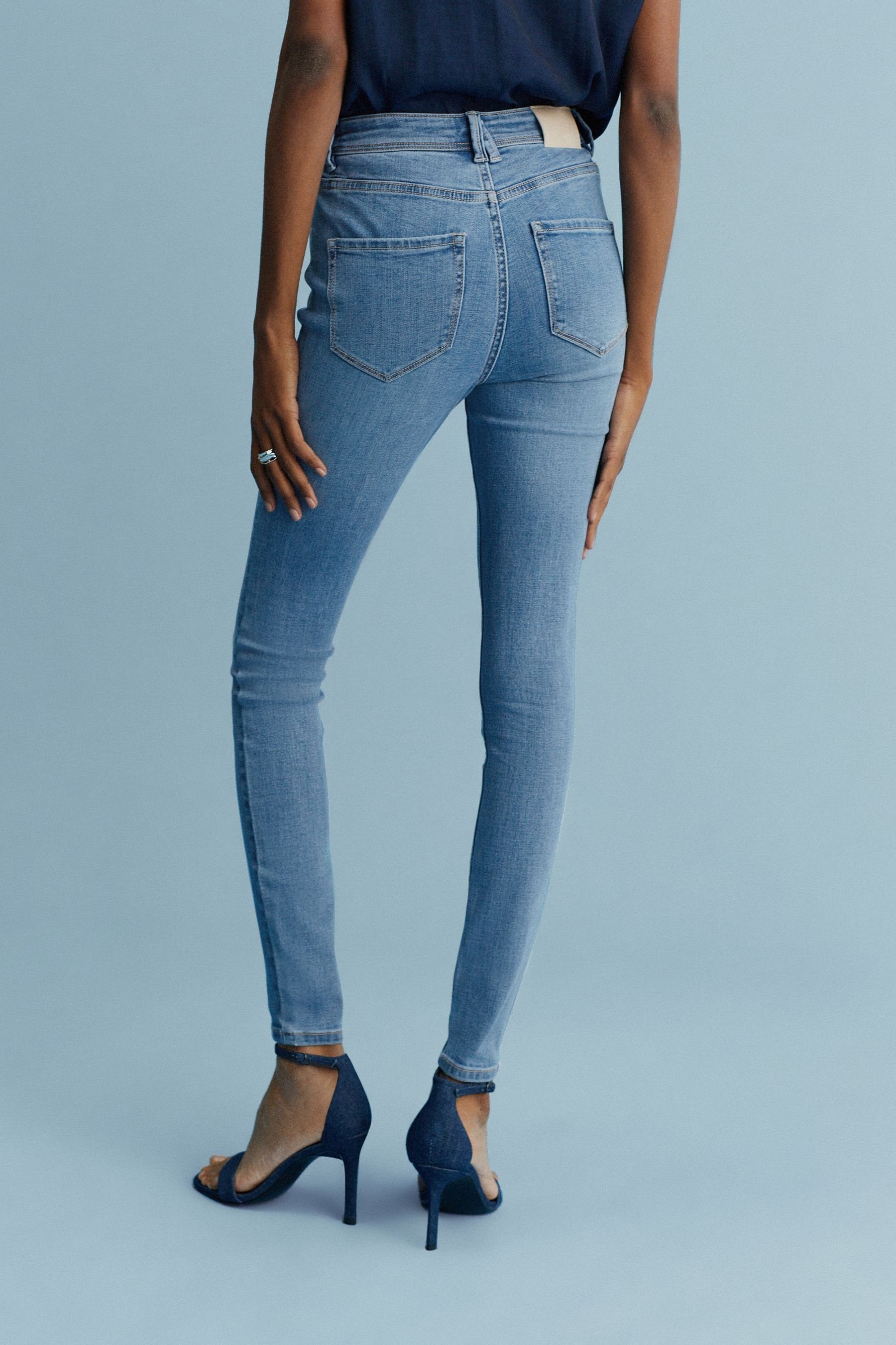 mit (1-tlg) Power-Stretch Jeans-Leggings Mid Next Blue Jeansleggings