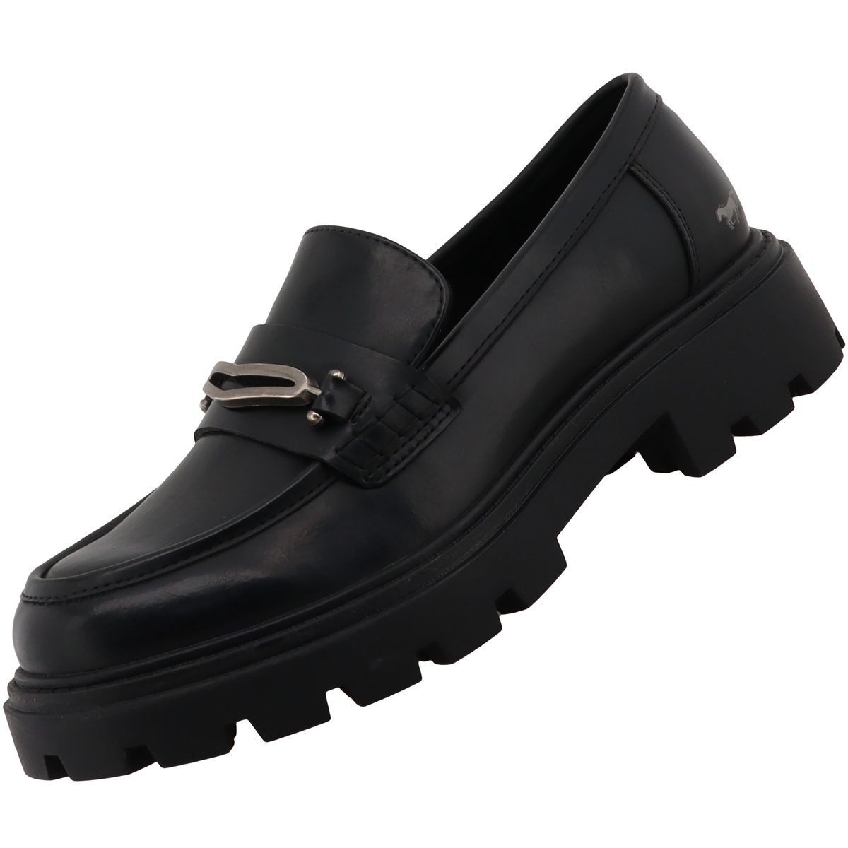 Mustang Shoes 36M0032001-black Slipper Slipper mit typischer Mokassin-Naht und Schmuckspange