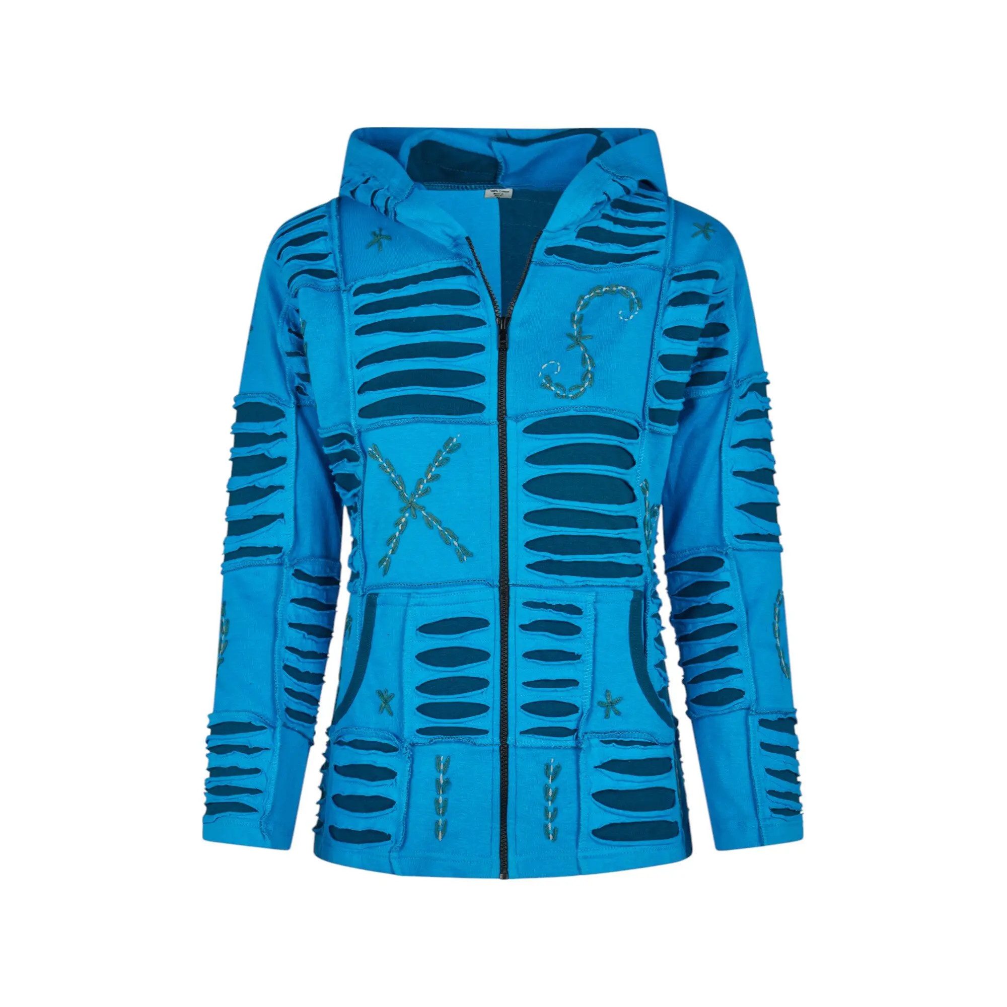 Mein Style Sweatjacke Baumwoll Patch Jacke türkis (1 Stück, 1-tlg., 1 Stück) kann als Jacke oder Pullover getragen werden