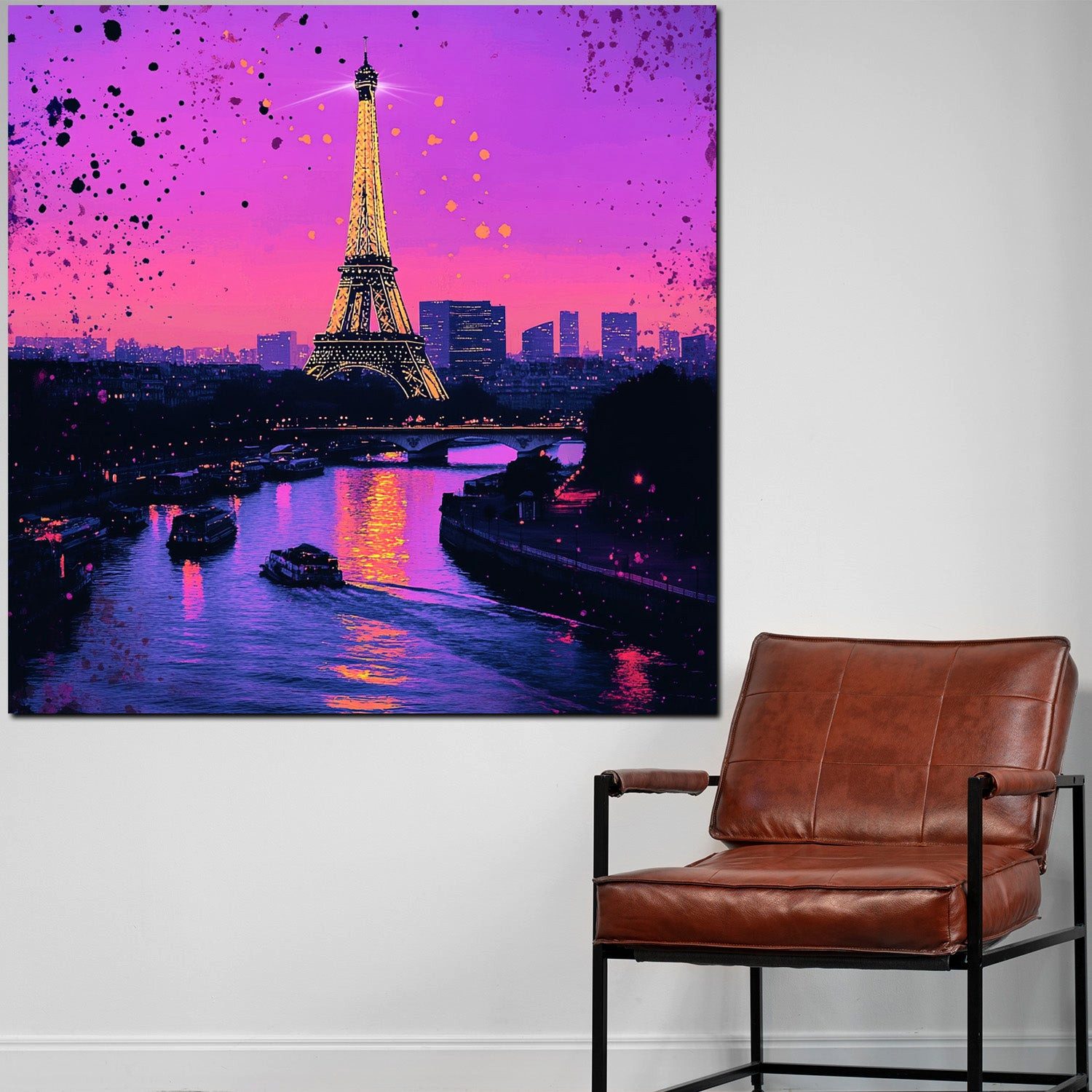 Artedinoi Leinwandbild Abstrakt Paris Eiffelturm Seine Pop Art modern Leinwandbild Wandbild X, Eiffelturm an der Seine, modern