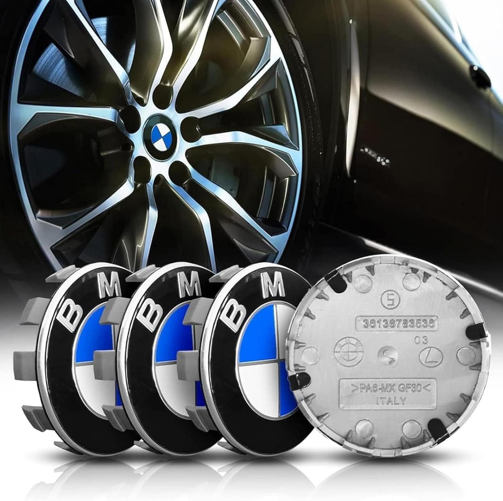 FELIXLEO Felgenaufkleber 4-teilige Radnabenkappen für BMW 68 mm Aluminium + ABS Radnabenkappen, (1tlg)