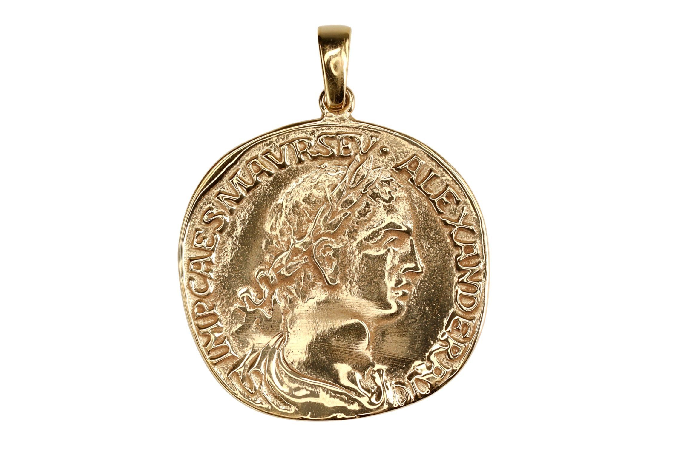 SILBERMOOS Runder Anhänger Vergoldeter Anhänger "Römische Münze", 925 Sterling Silber