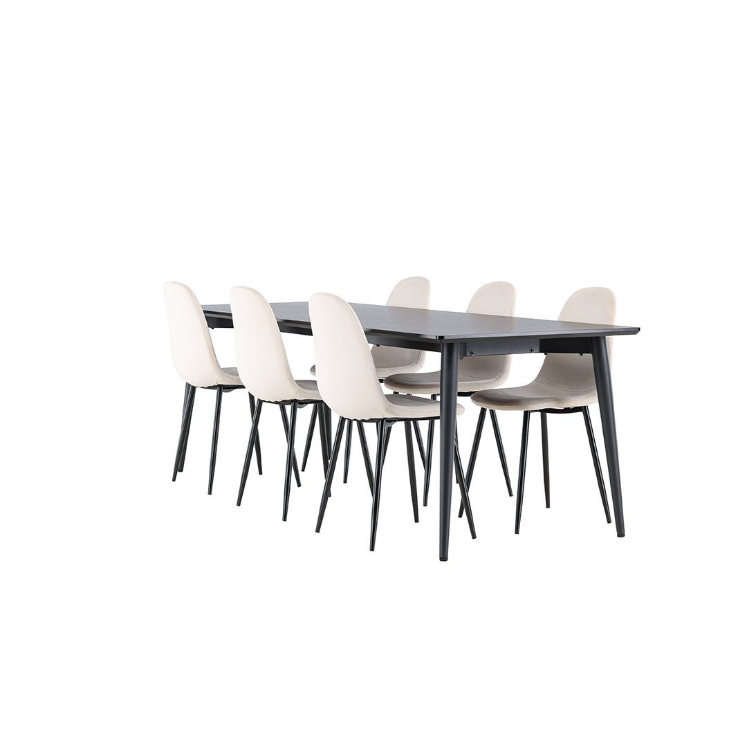 ebuy24 Essgruppe Ellis Essgruppe Tisch 85x230cm und 6 Velours Stühl