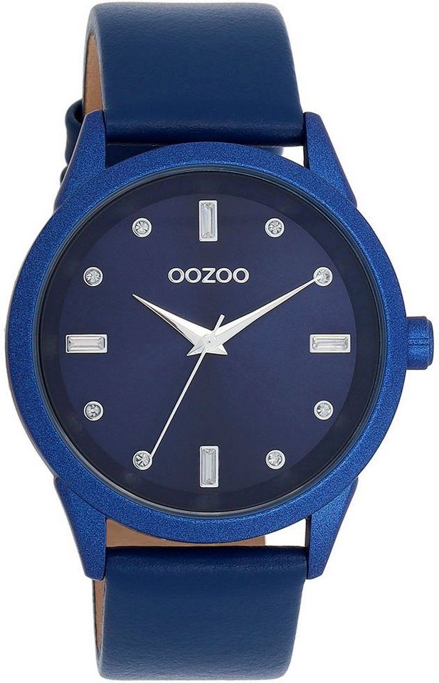 OOZOO Quarzuhr C11288, Gehäuse aus Metall, dunkelblau IP-beschichtet, Ø ca.  40 mm