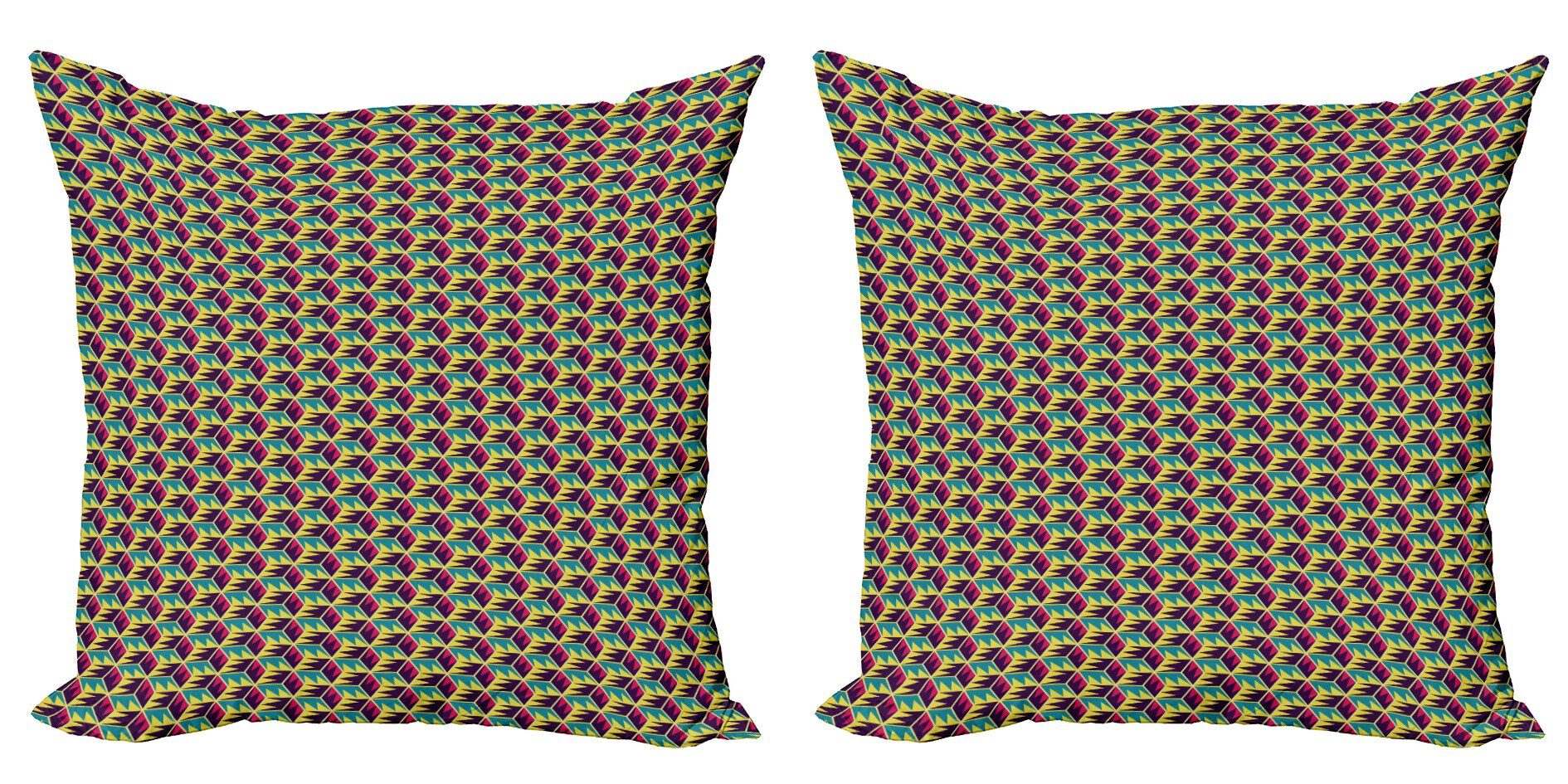 Kissenbezüge Modern Accent Doppelseitiger Digitaldruck, Abakuhaus (2 Stück), Geometrisch Retro Triangular Cubes