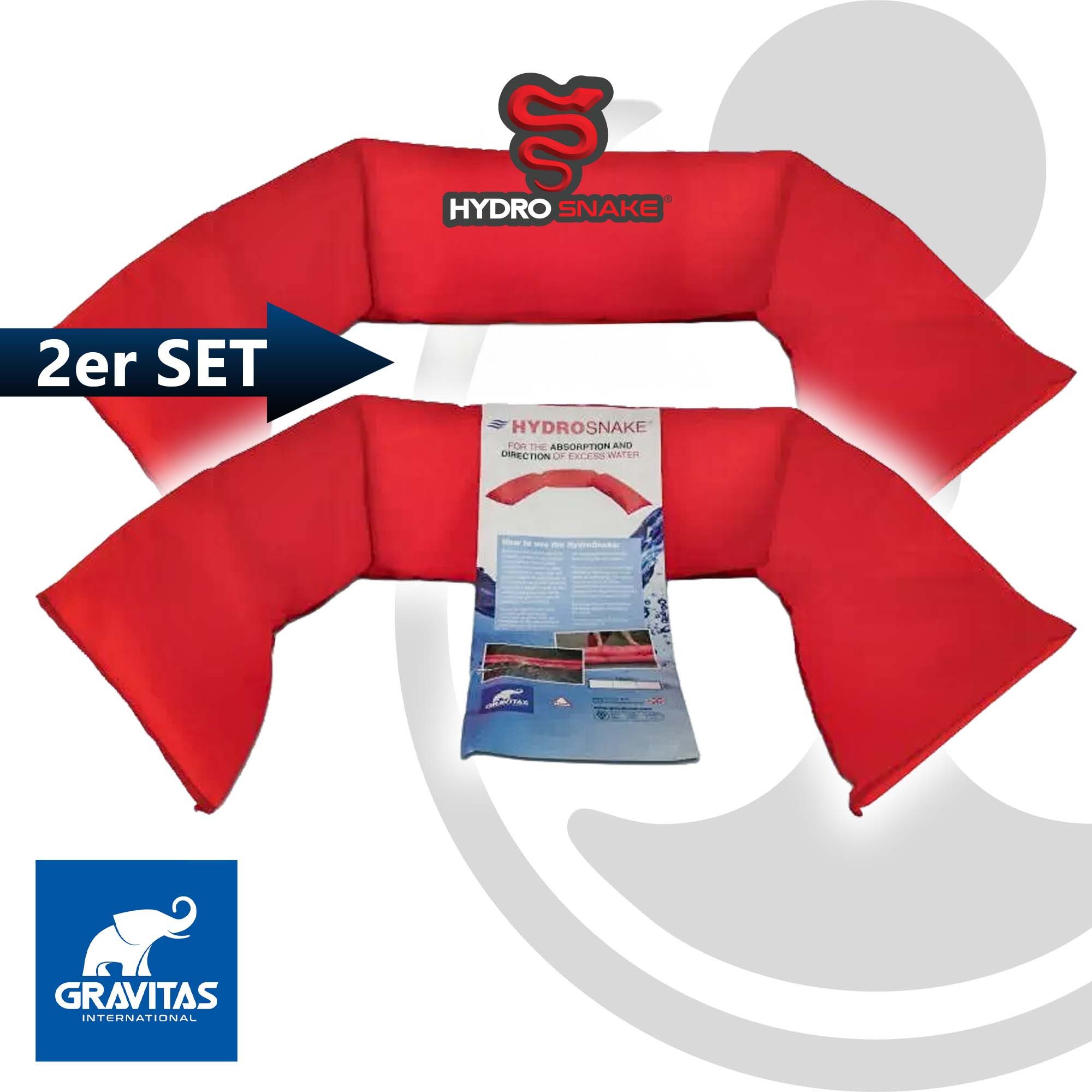 Gravitas InternationalLtd Sandsack HYDRO SNAKE 1300 x 50 mm Hochwassersperre - 2er Pack (rot)