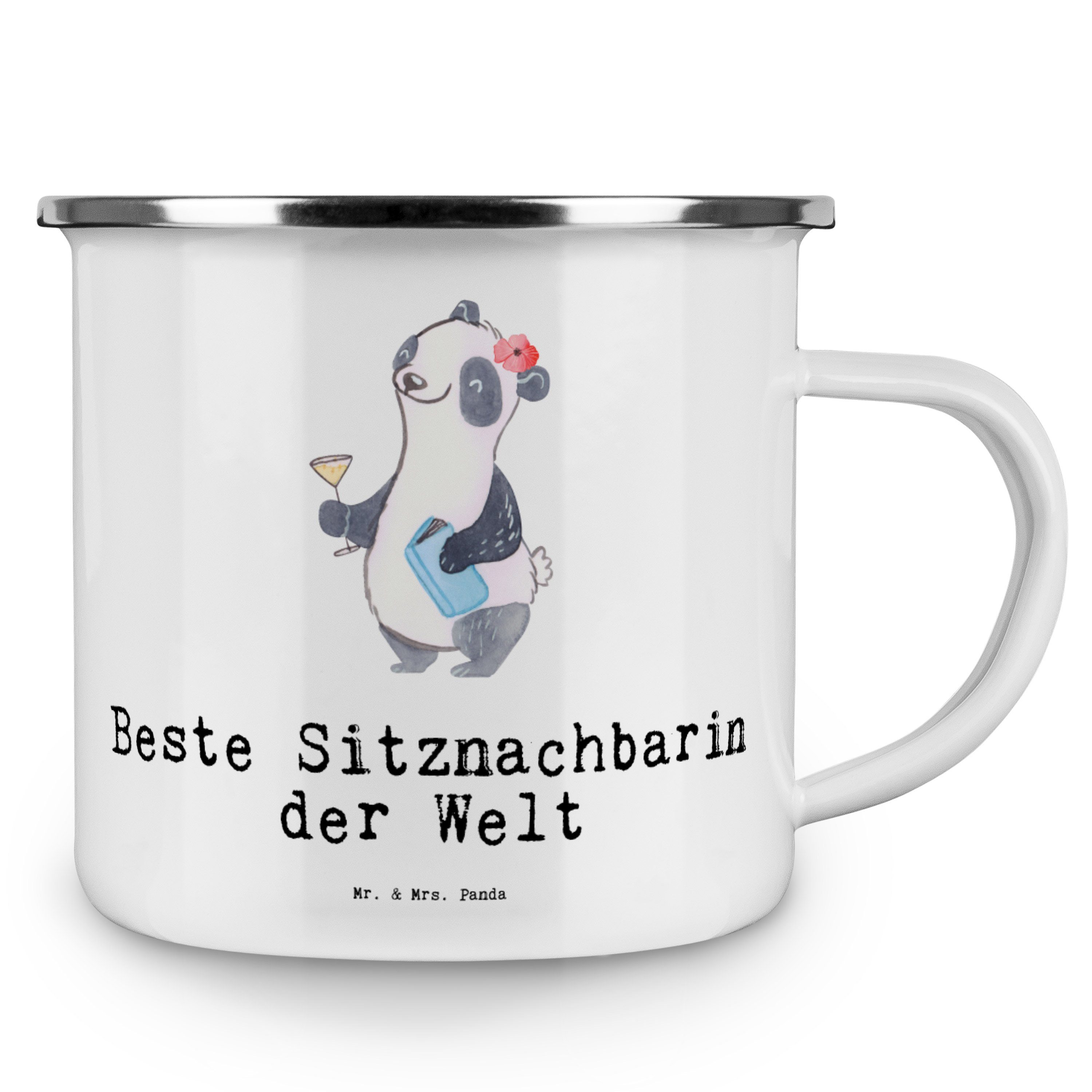 Mr. Camping & Sitznachbarin - Beste Geschenk, Mrs. Becher Tasse - der M, Panda Welt Panda Weiß Emaille
