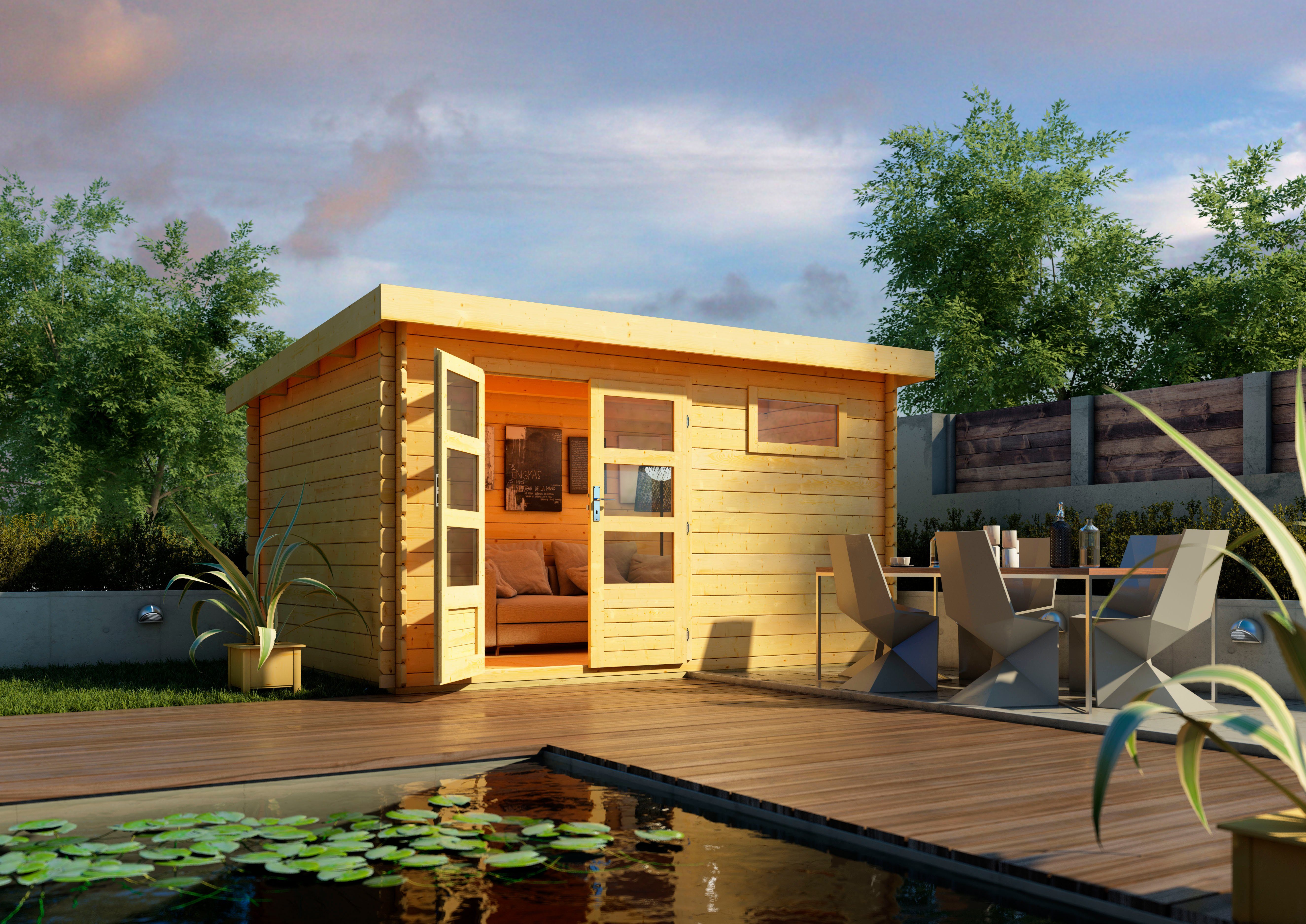 Karibu Gartenhaus Schloßsee 8, BxT: 405x333 cm, natur, anthrazit oder terragrau