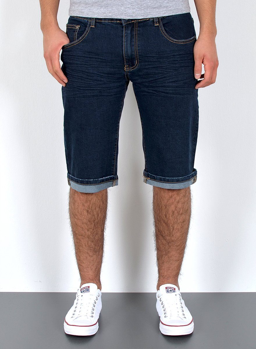 ESRA Jeansshorts A373 Herren Jeans Shorts Hose, bis Übergröße / Plussize Große Größe, Herren kurze Jeans Hose mit 5 Pocket, Herrren kurze Jeanshose mit Stretch, Jeansshorts für Sommer mit Rissen im Destroyed Look, Herren Capri Jeans Shorts Herren Capri Hose Shorts Herren Capri Jeanshose Shorts, Herren Shorts Jeans Straight Regular Comfort Indigo Blau A380