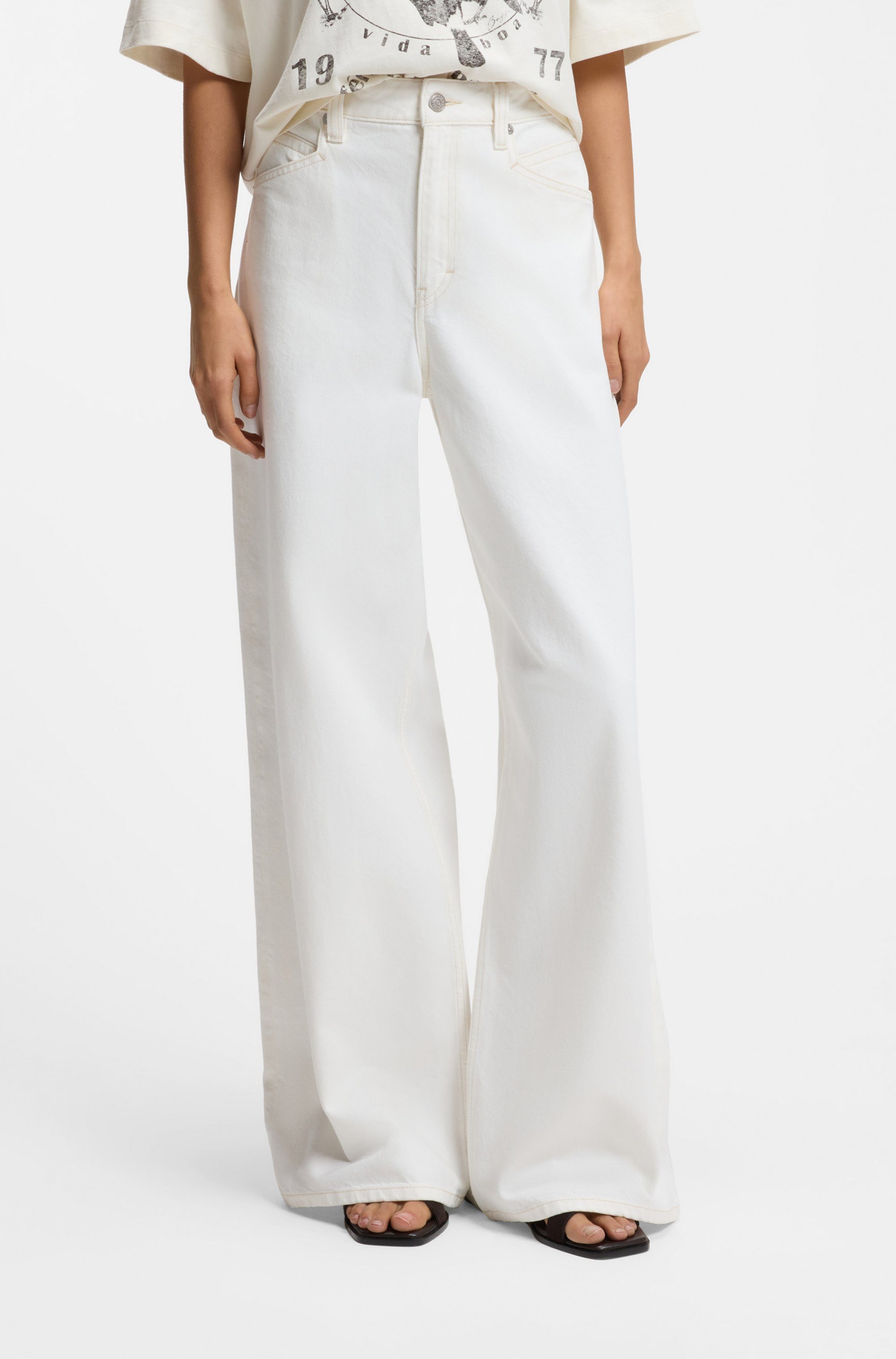 BOSS ORANGE Relax-fit-Jeans SLOUCHY MR 2.0 Premium Damenmode Wide Leg mit mittlerem Bund, fester Denim