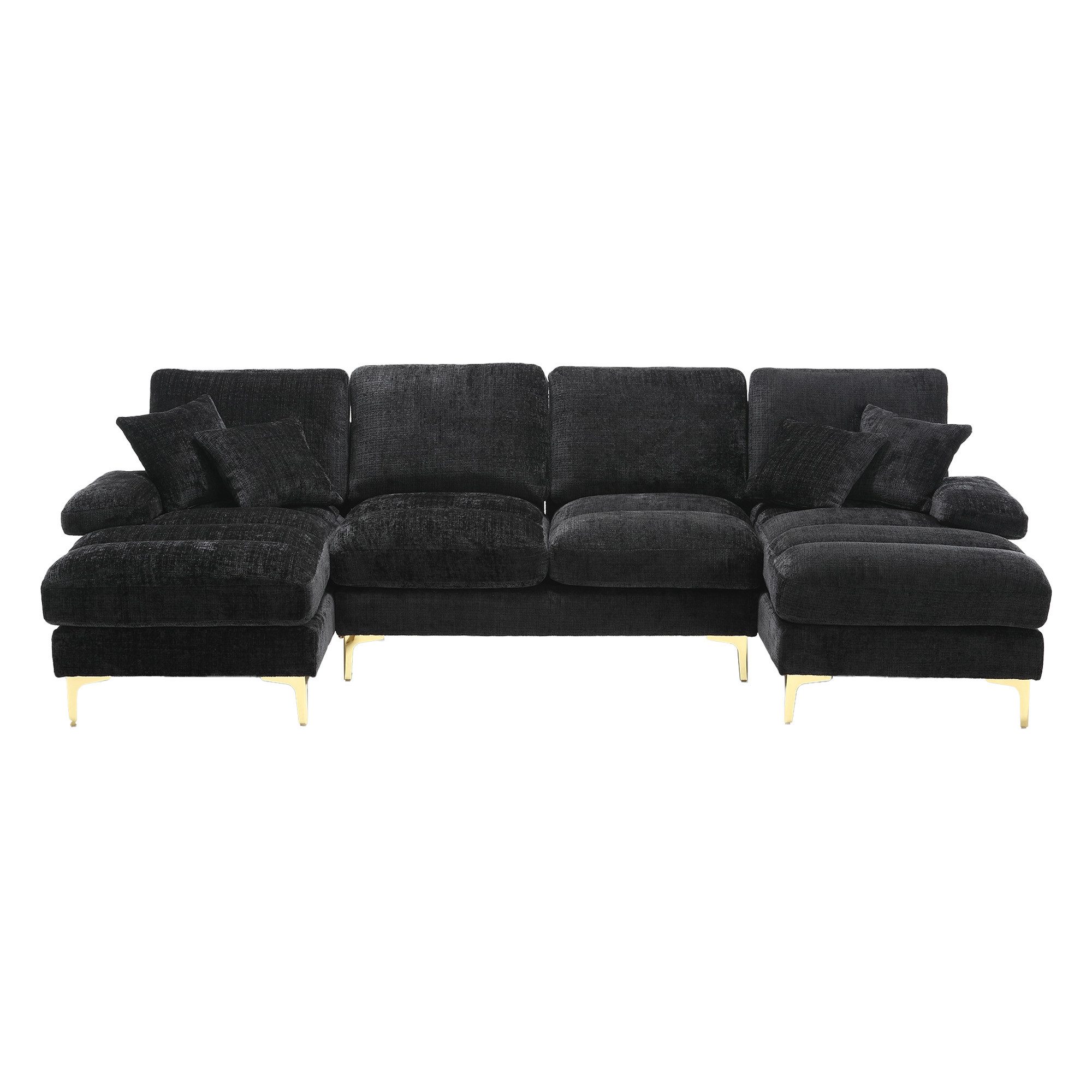OKWISH Sofa Ecksofa, Modernes großes Chenille-Stoff-U-Form-Sofa