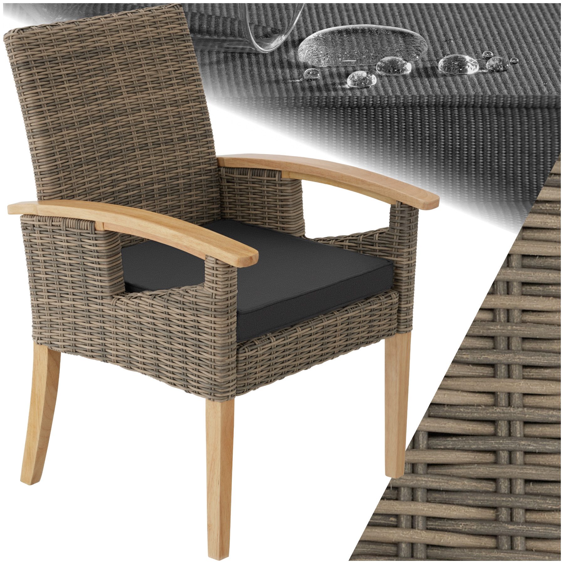 tectake Rattanstuhl Rattan Stuhl (Set, 1 günstig online kaufen