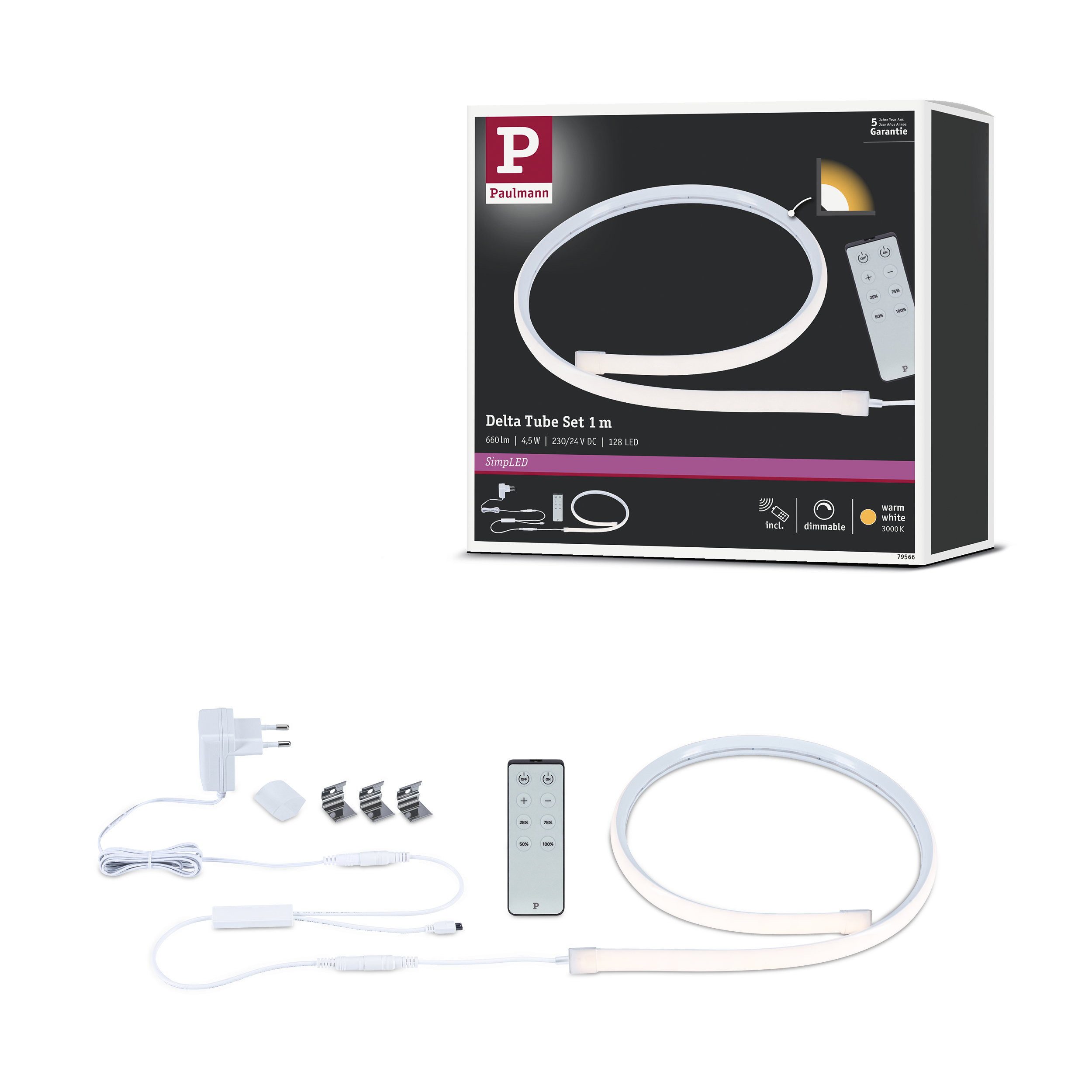 Paulmann LED Stripe SimpLED LED Strip Delta Komplettset 1m beschichtet 4,5W 660lm/m 3000K
