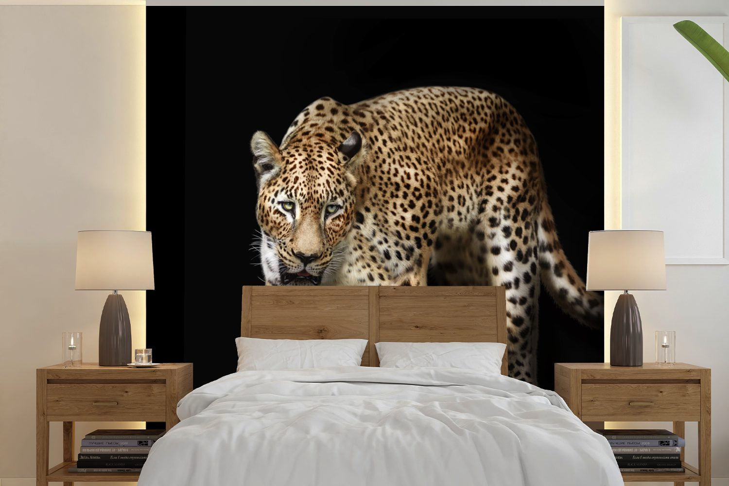 MuchoWow Fototapete Leopard - Fell - Wild, Matt, bedruckt, (5 St), Vinyl Tapete für Wohnzimmer oder Schlafzimmer, Wandtapete