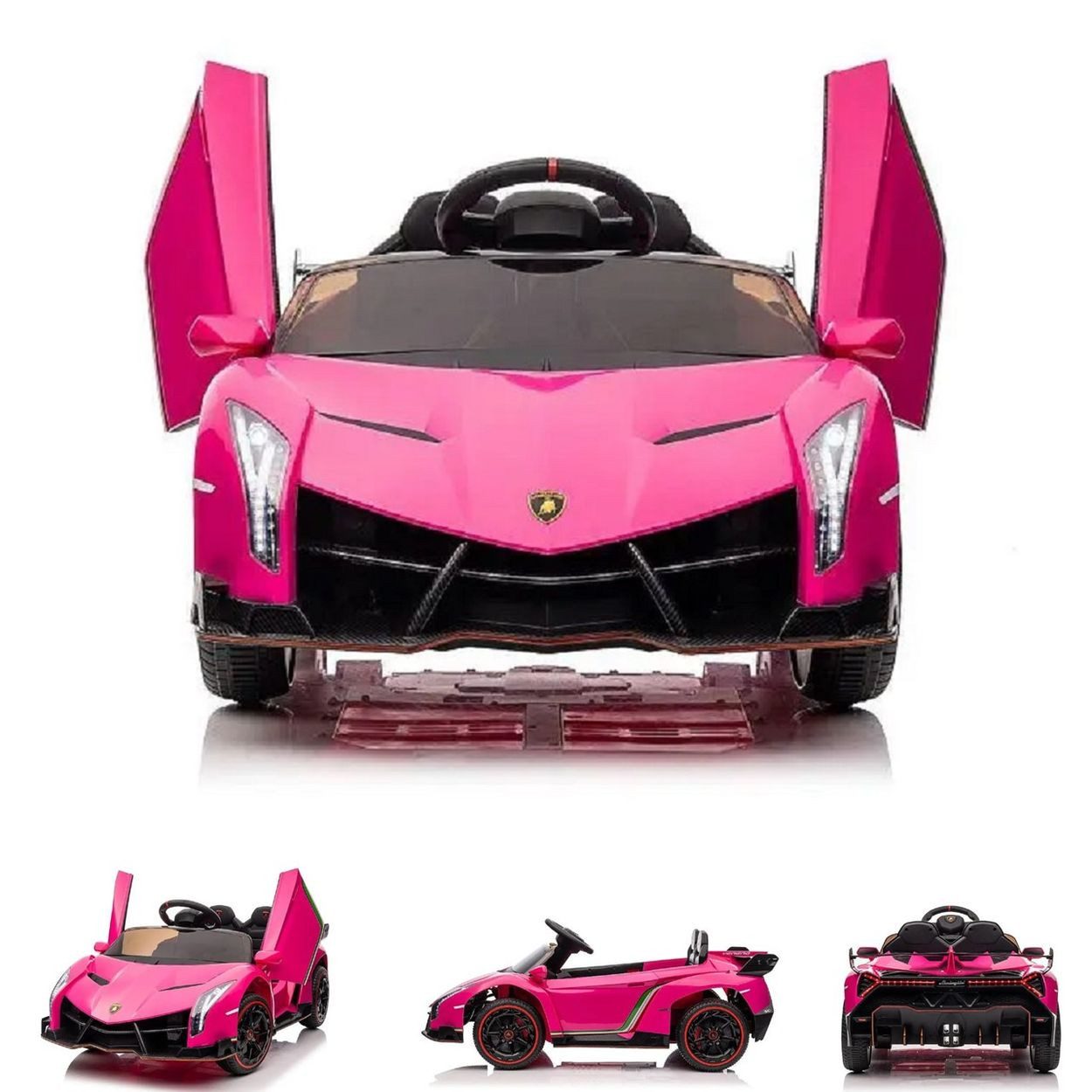 ES-Toys Elektro-Kinderauto Lamborghini Veneno 615B, Belastbarkeit 30 kg, Allradantrieb, EVA-Reifen, Kunstledersitz, lizenziert, 12V 7Ah Akku