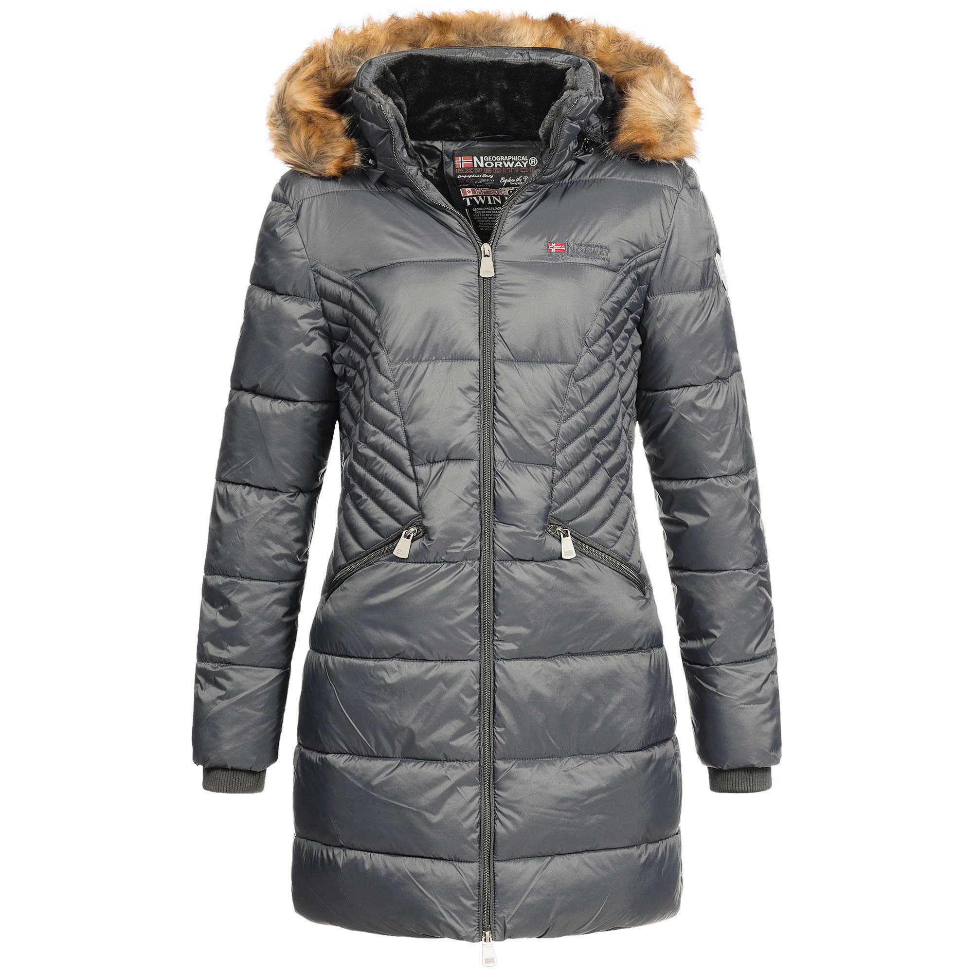 Geographical Norway Parka Damen Outdoor Winter Jacke Mantel Parka lang geschnitten ABE