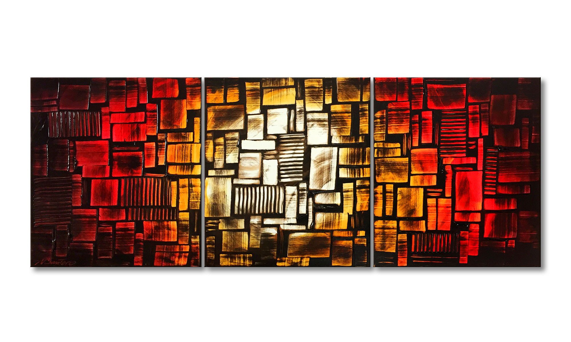WandbilderXXL Gemälde Melting Sun 180 x 70 cm, Abstraktes Gemälde, handgemaltes Unikat