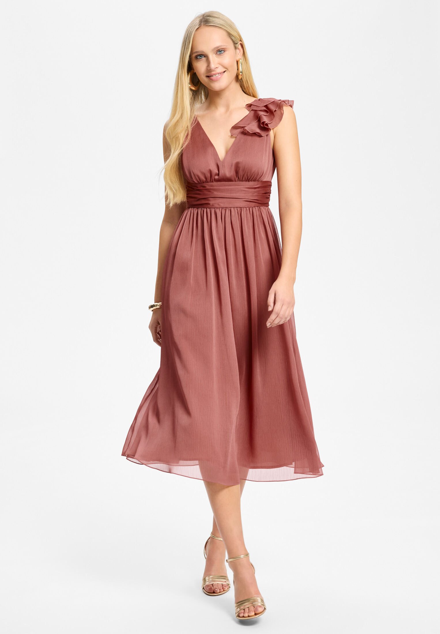 SWING Cocktailkleid Taillierter Schnitt mit ausgestelltem Rockteil