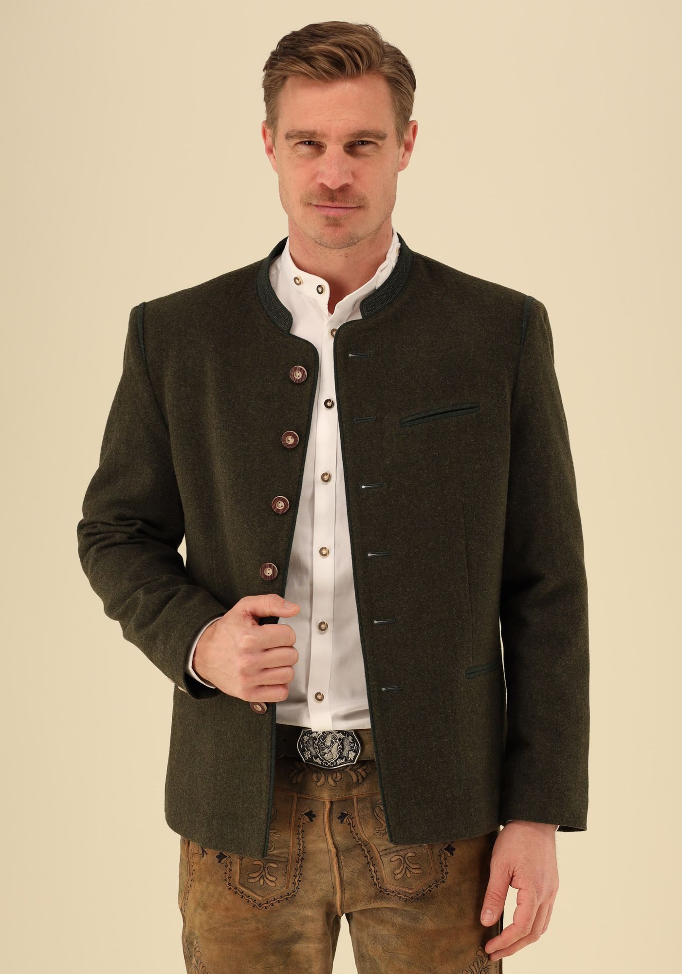 OS Trachten Trachtenjanker Enage Slim Fit, Stehkragen, Wolle – Bild 4 von 5