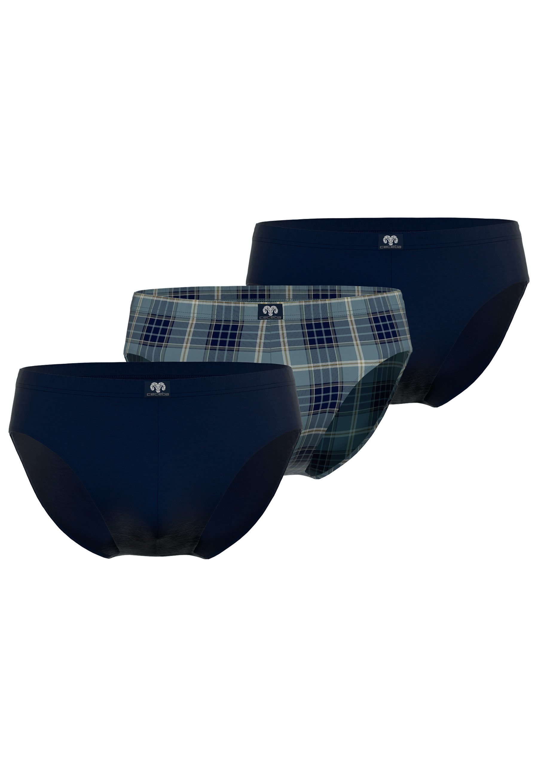 Slip CECEBA Herren Slip blau kariert 3er Pack