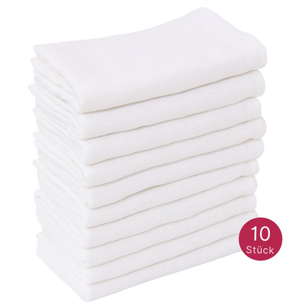 Clinotest Spucktuch Mullwindeln/Spucktücher/Schnuffeltücher/Schmusetücher, (80x80cm, 10-tlg), 95 Grad waschbare, kochfeste Mulltücher, 100% Baumwolle
