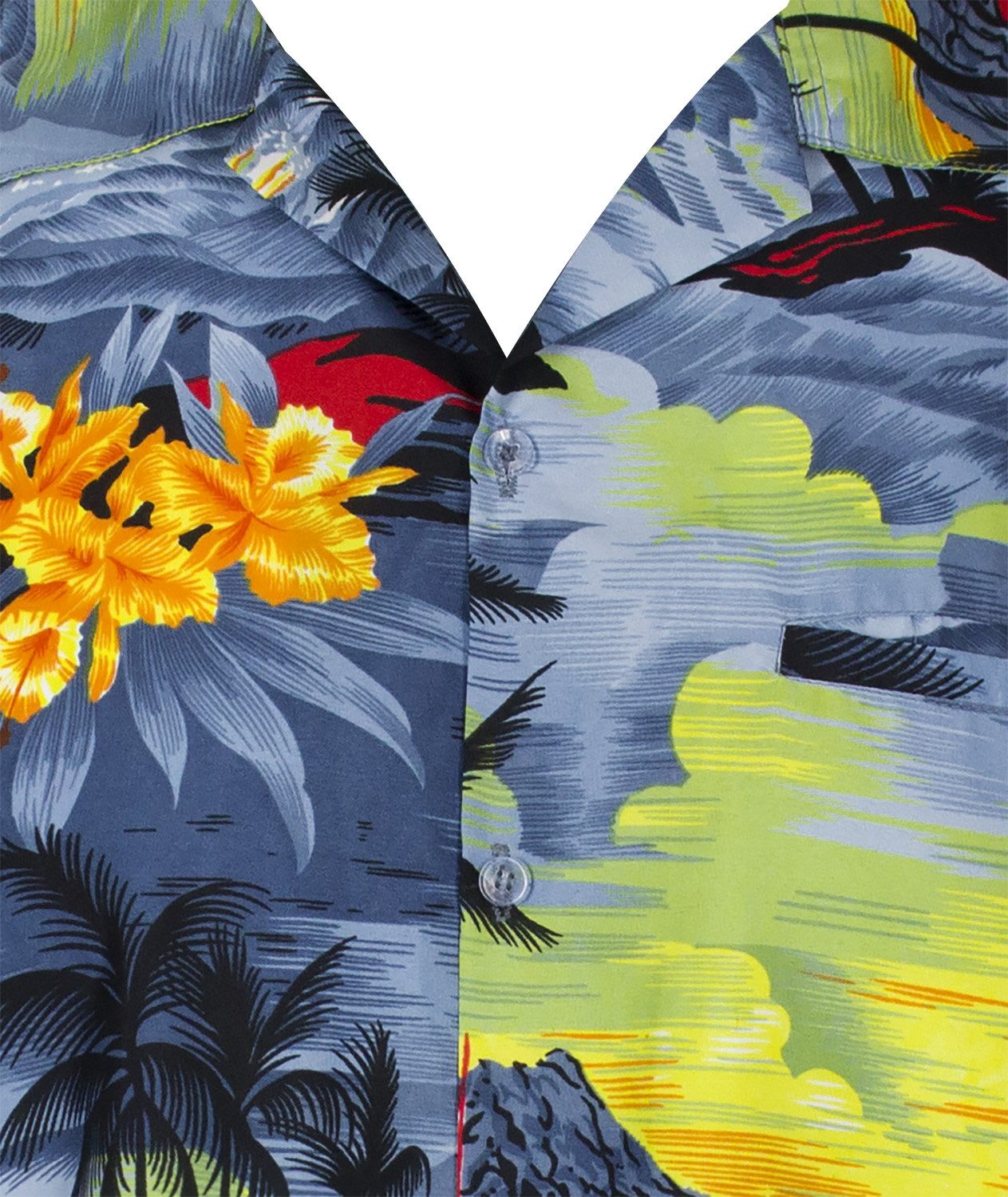 King Kameha Hawaiihemd Surf Übergrößen 7XL-12XL Kurzarm Front-Tasche Stylish Unisex