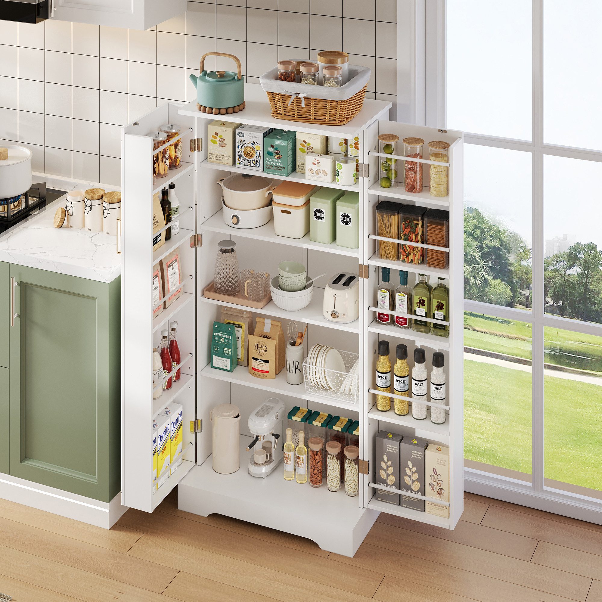 HAUSS SPOLE Highboard Küchenschrank mit LED-Sensorleuchte,Wohnzimmerschrank günstig online kaufen