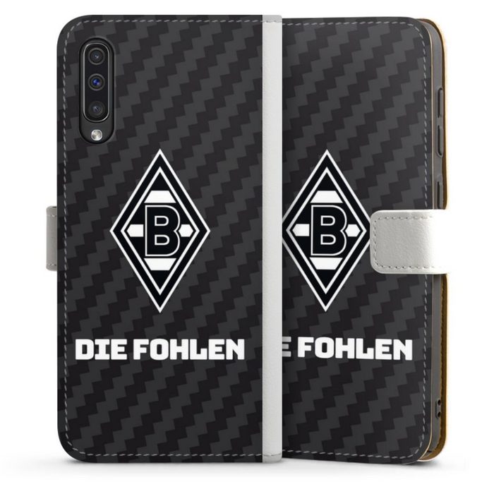 DeinDesign Handyhülle Borussia Mönchengladbach Carbon Gladbach Die Fohlen Carbon Samsung Galaxy A50 Hülle Handy Flip Case Wallet Cover