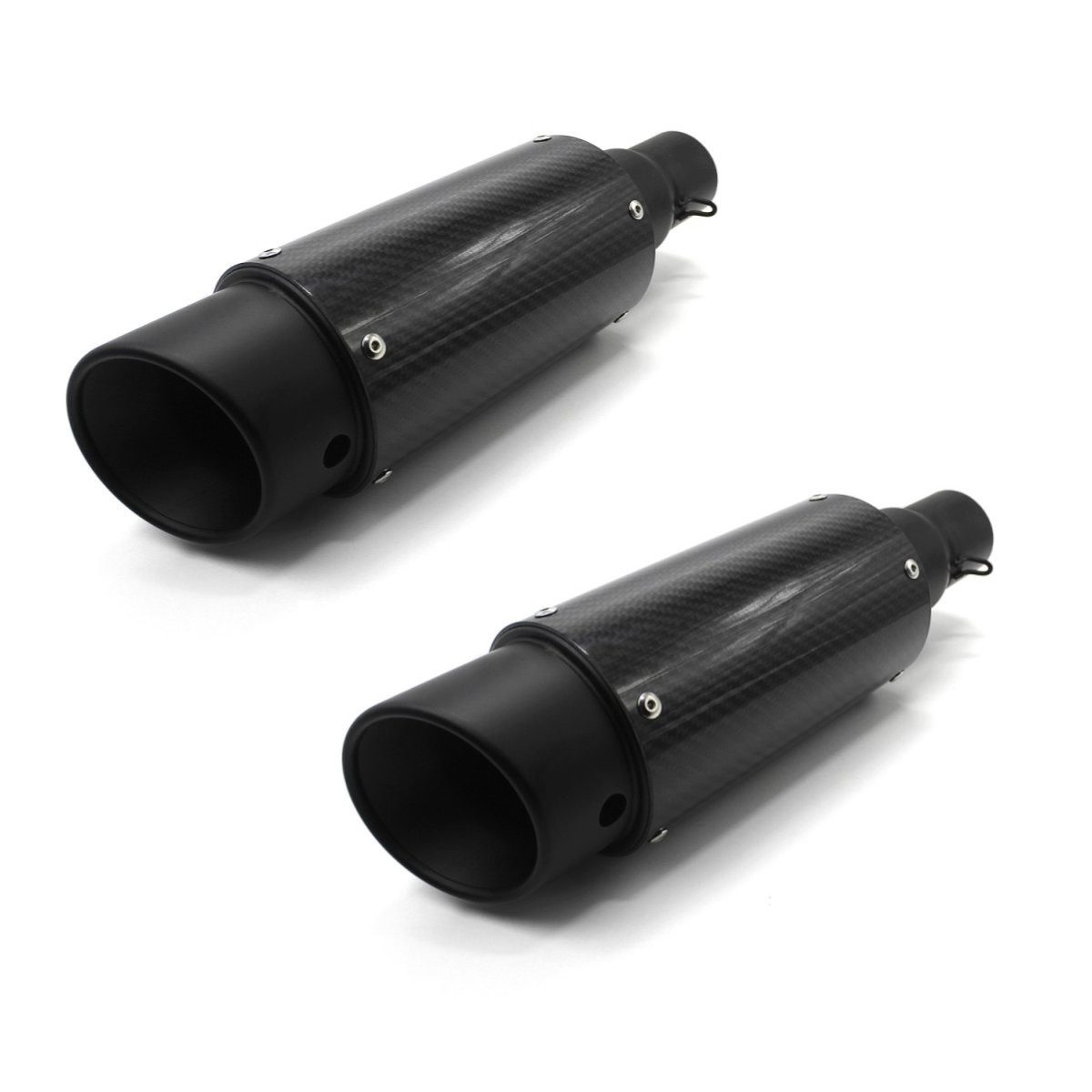 Halter 2x Motorrad Auspuff TT Schalldämpfer Carbon schwarz Spar-Set