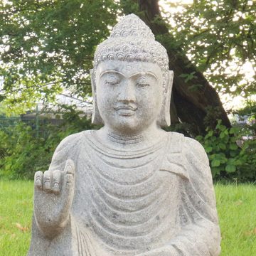 Oriental Galerie Dekofigur Buddha Figur sitzend Steinfigur Greenstone Massiv Abaya 75 cm (1 St), Wetterfest, groß, Garten