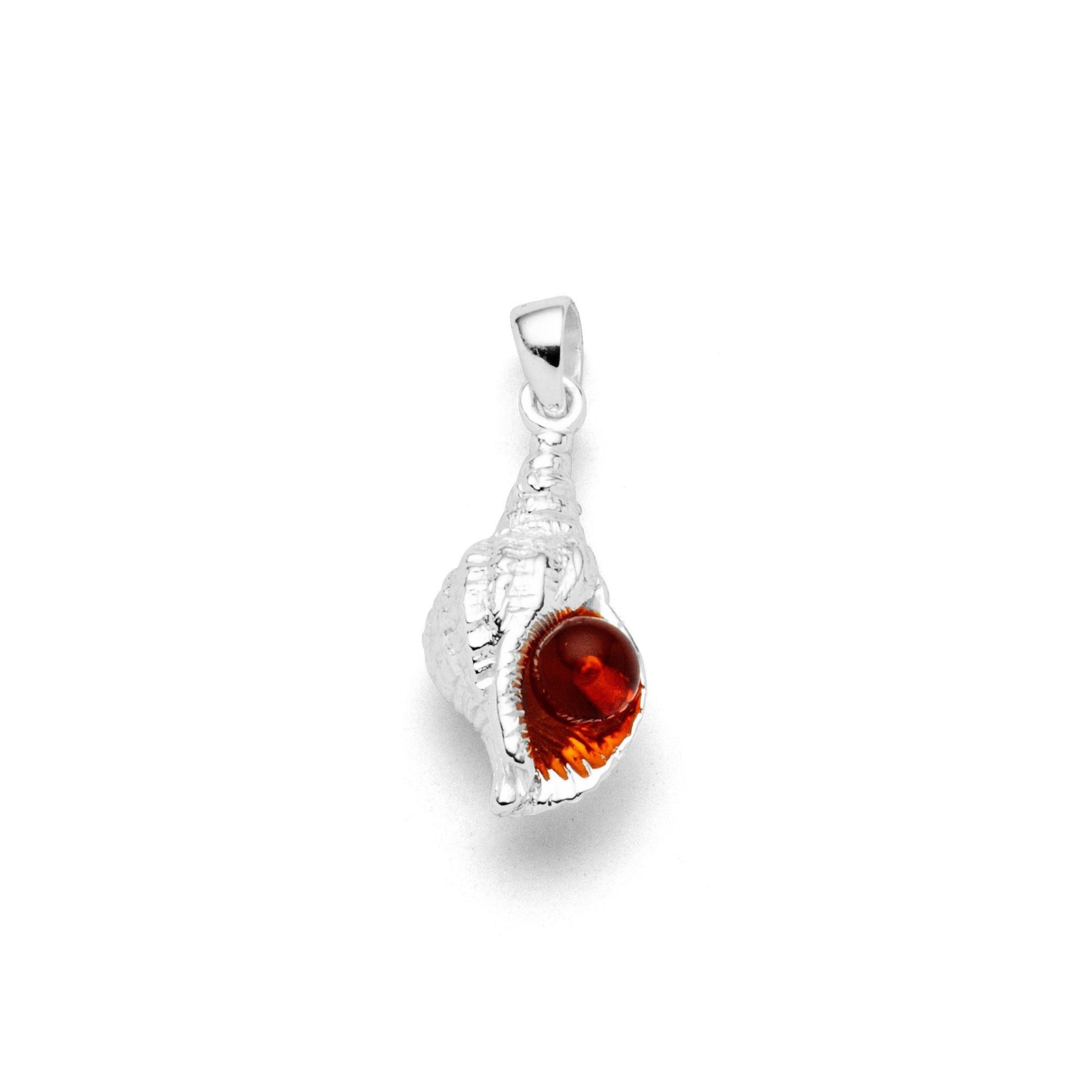 DUR Kettenanhänger DUR Schmuck: Anhänger "Muschel" mit Bernstein, 925er Silber, P5091