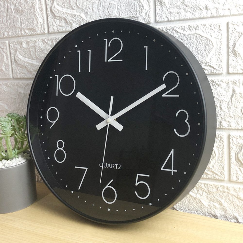 TUWENA Uhr 30cm Wanduhr Lautlos, 3D Ziffern Wanduhr, Modern Wand Uhr Analog (Leise Wall Clock Deko für Wohnzimmer Küche Büro Schule Kinderzimmer)