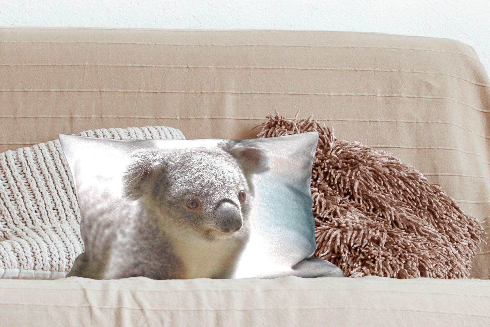 MuchoWow Dekokissen Koala - Nahaufnahme mit Füllung, Schlafzimmer Jungen Mädchen, Tier - - Dekokissen - - Kinder Wohzimmer Zierkissen, Dekoration