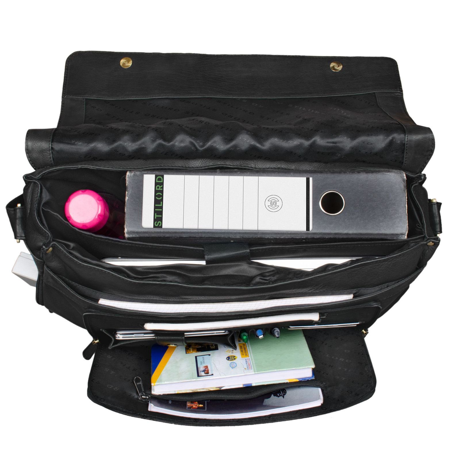 STILORD Laptoptasche "Maximus" XXL Ledertasche mit Laptopfach 17 - 21 Zoll f. Herren – Bild 4 von 5