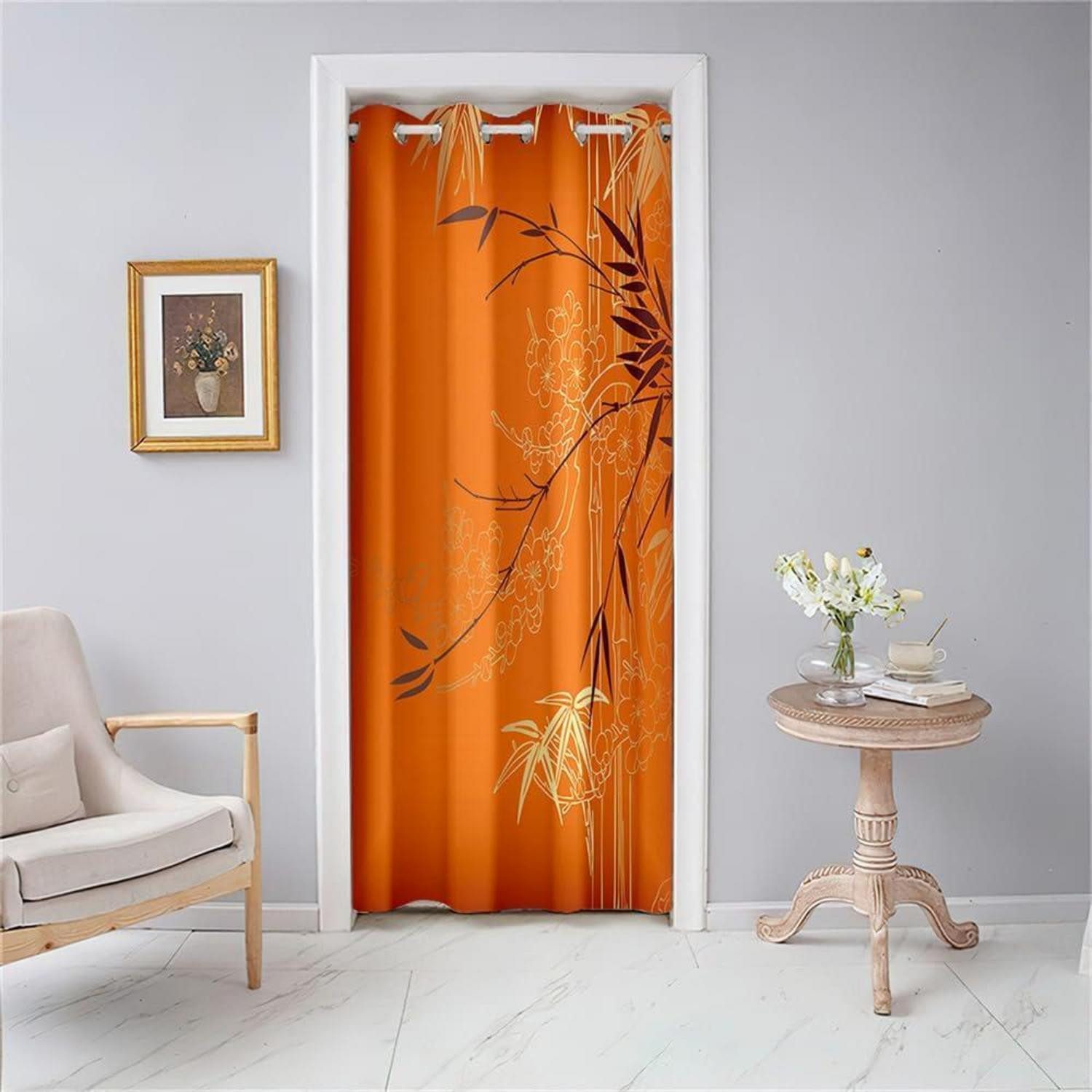 LuxusKollektion Türvorhang Vorhang Tür Gardine Blumen Chinesisch Bambus 117x138cm (1 St)
