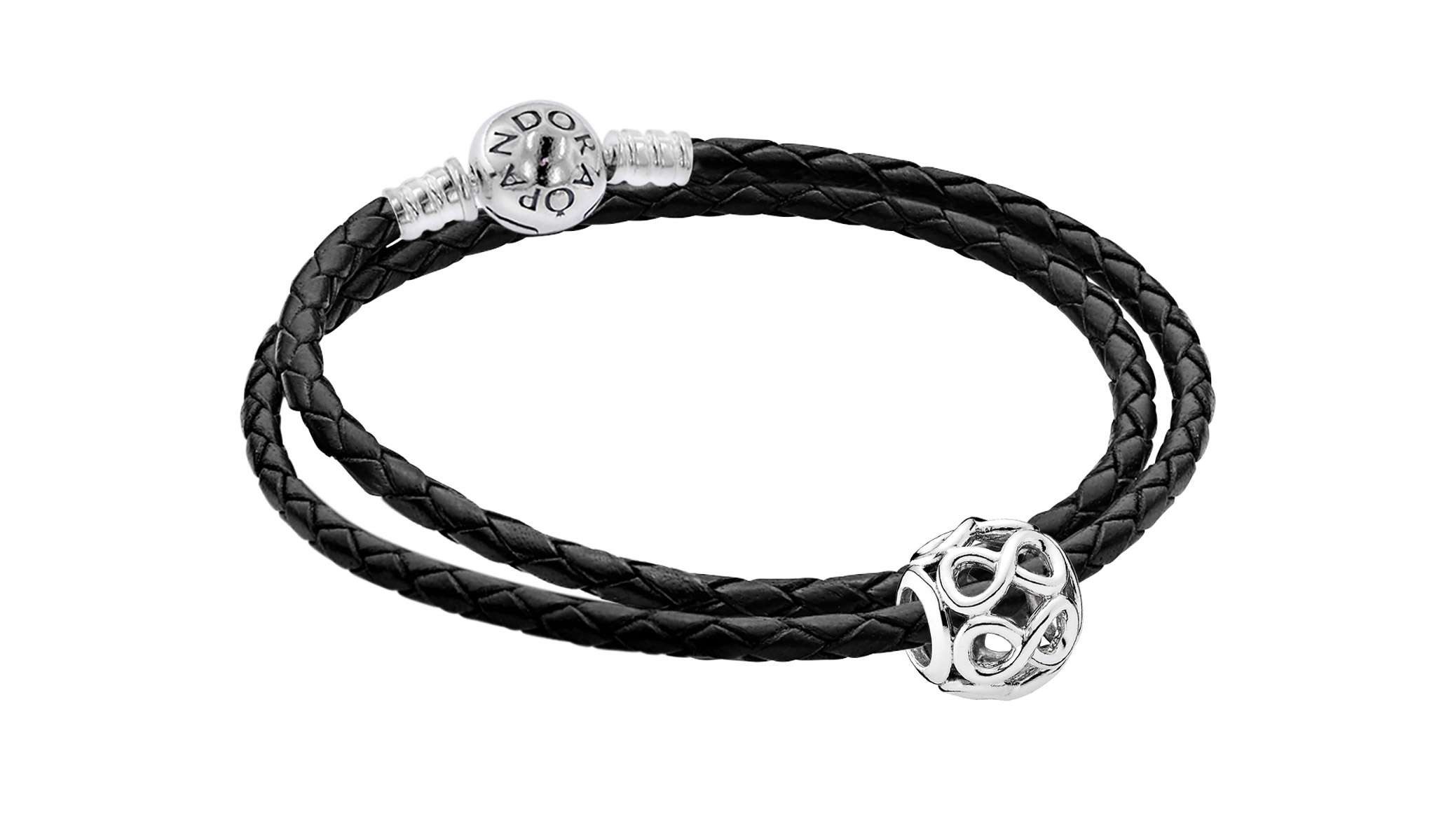 Pandora Silberarmband 51523, für Damen-Lederarmband im Set mit Charm Unendlichkeit – Bild 2 von 2