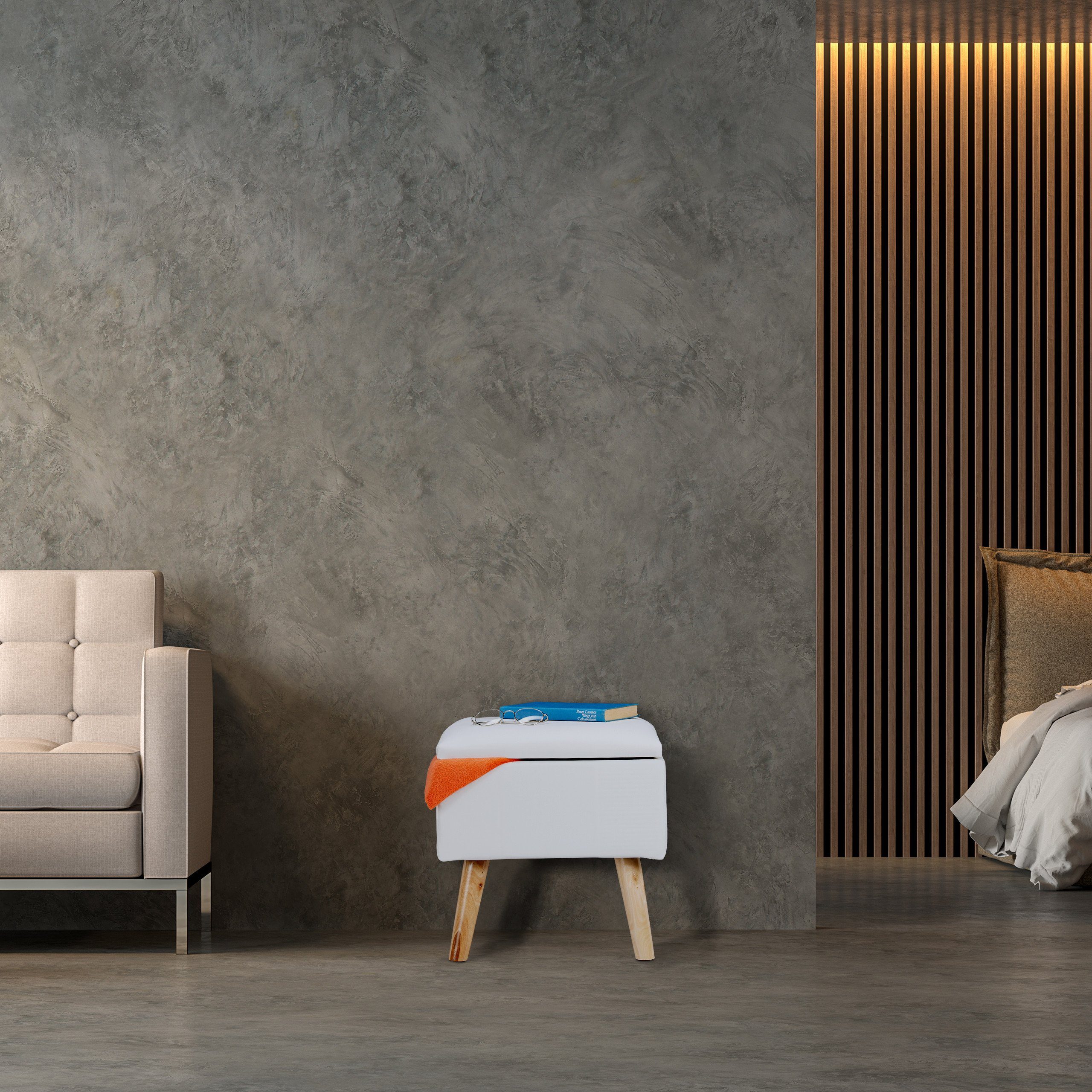 relaxdays Stauraumhocker Sitzhocker mit Stauraum Kunstleder, weiß günstig online kaufen