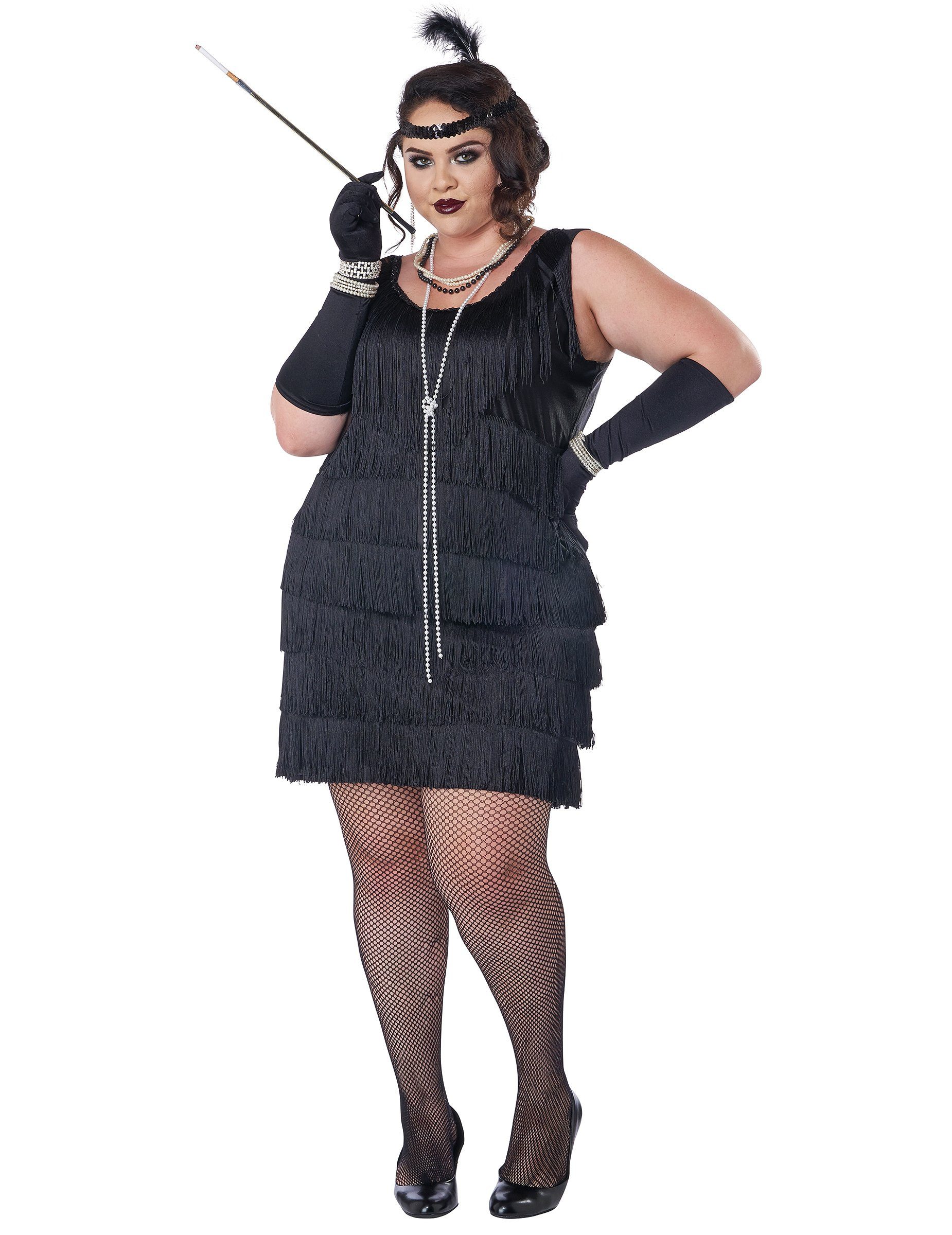 JADEO Kostüm Charleston Flapper-Damenkostüm Plus Size schwarz