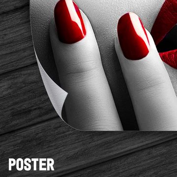 ArtMind XXL-Wandbild RED LIPS AND NAILS, Premium Wandbilder als Poster & gerahmte Leinwand in verschiedenen Größen, Wall Art, Bild, Canva