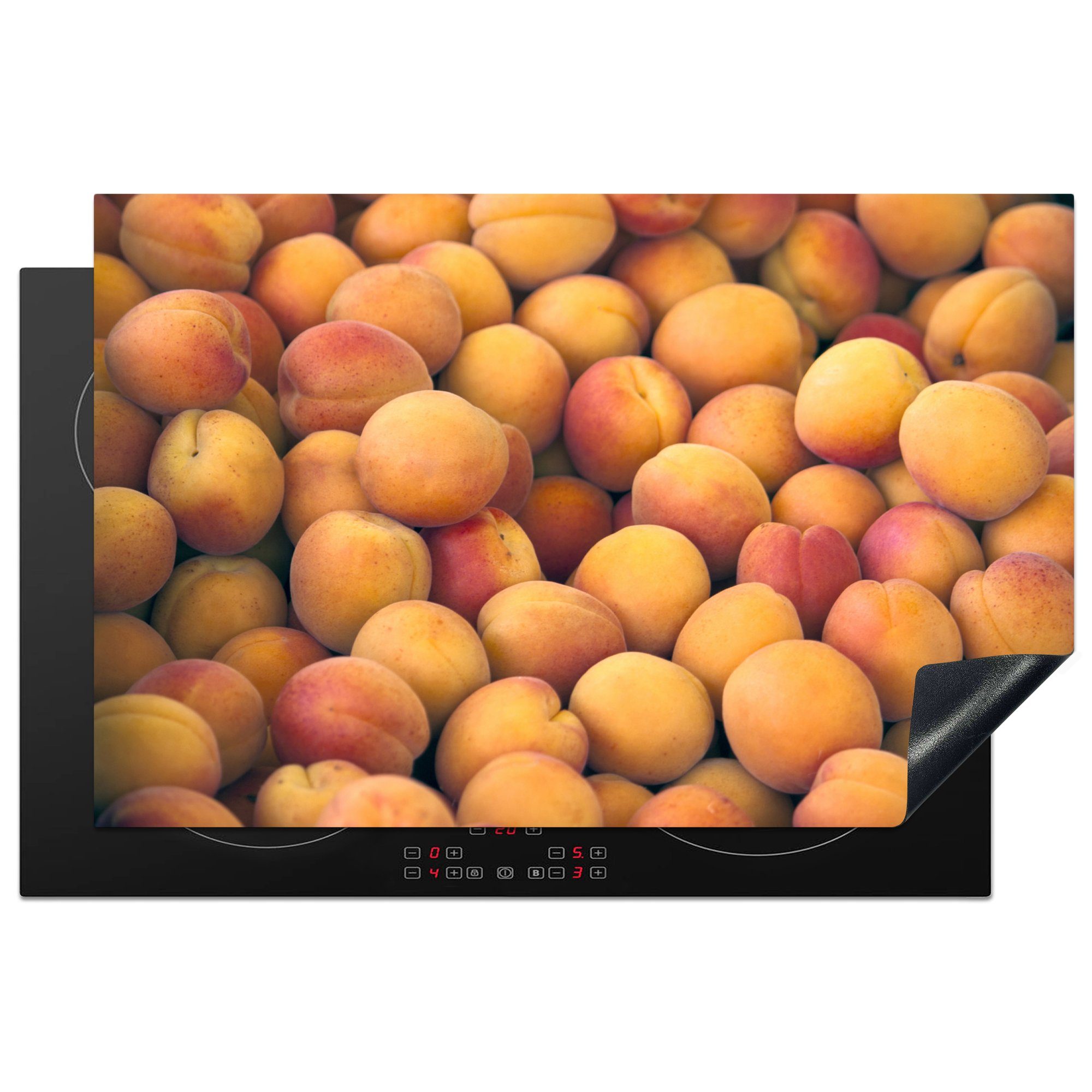 MuchoWow Herdblende-/Abdeckplatte Aprikosen - Obst - Lebensmittel, Vinyl, (1 tlg), 81x52 cm, Induktionskochfeld Schutz für die küche, Ceranfeldabdeckung