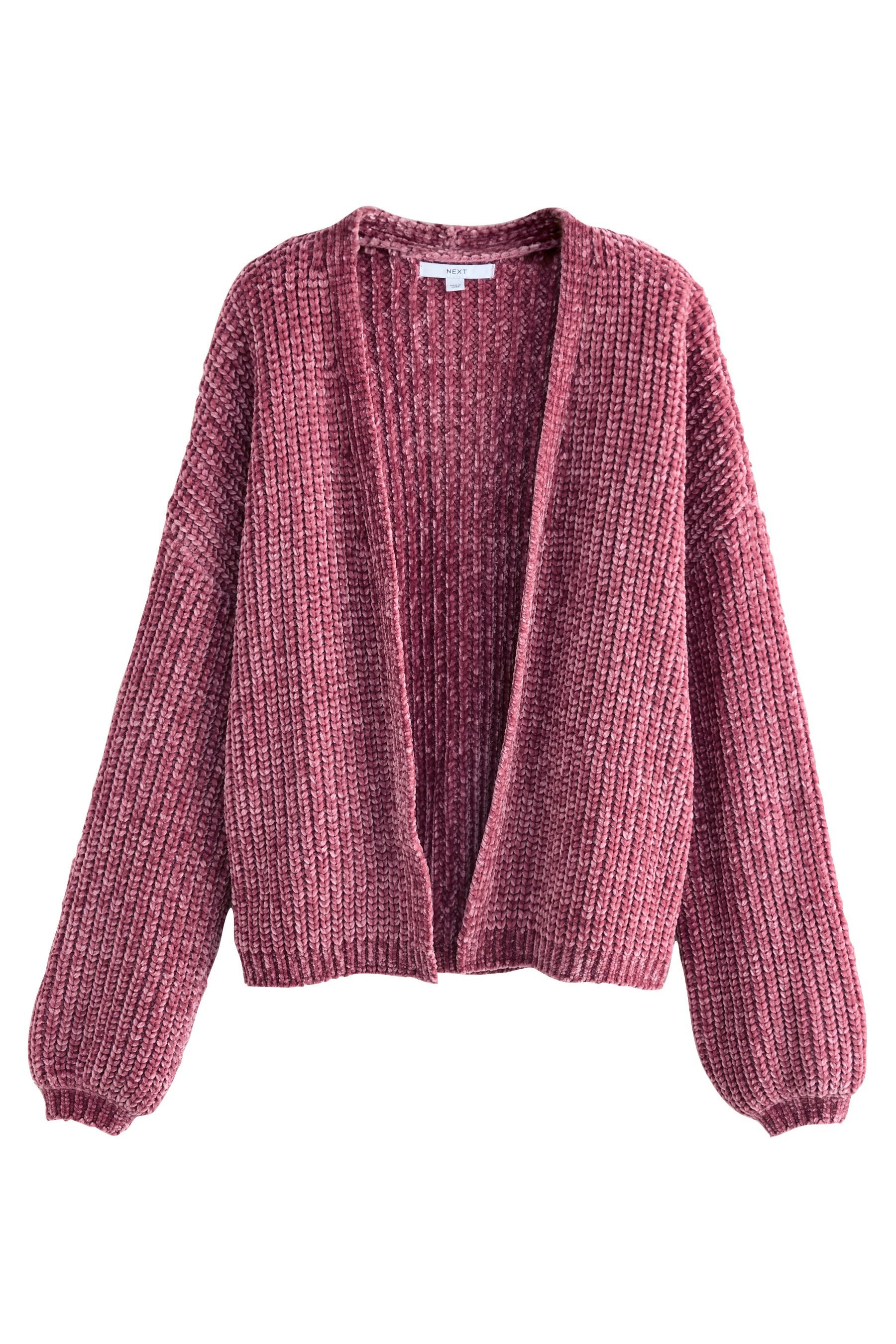 Next Strickjacke Relaxed Fit Chenille-Strickjacke (1-tlg)