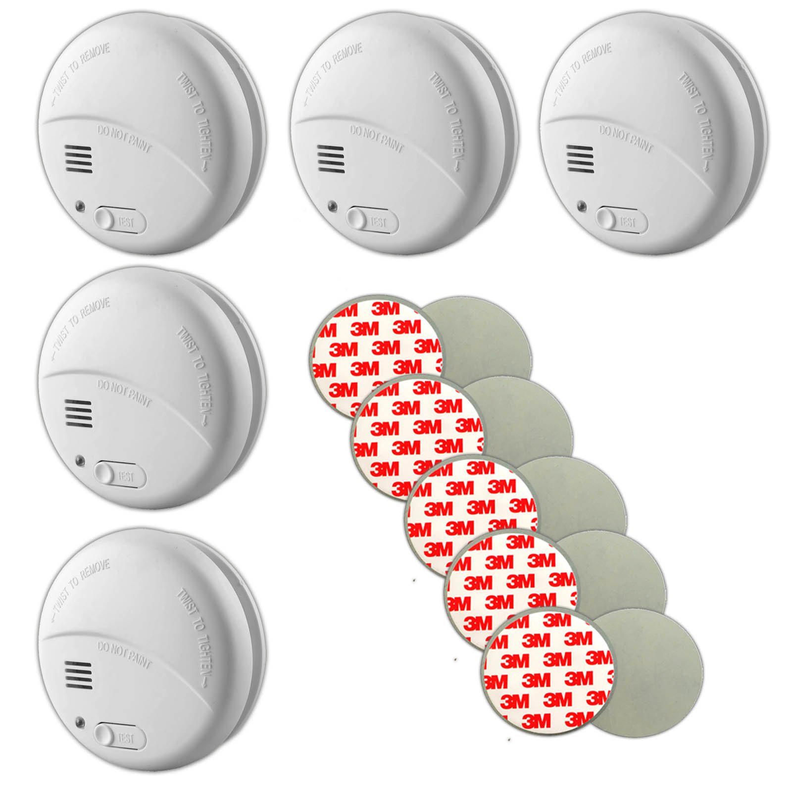 5x Rauchwarnmelder Feuermelder Brandmelder Magnetpad Rauchmelder