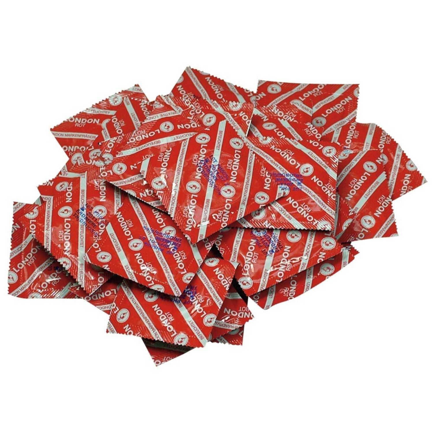 London Einhand-Kondome London Red rote Kondome 100 Stück, 100 St., mit Geschmack