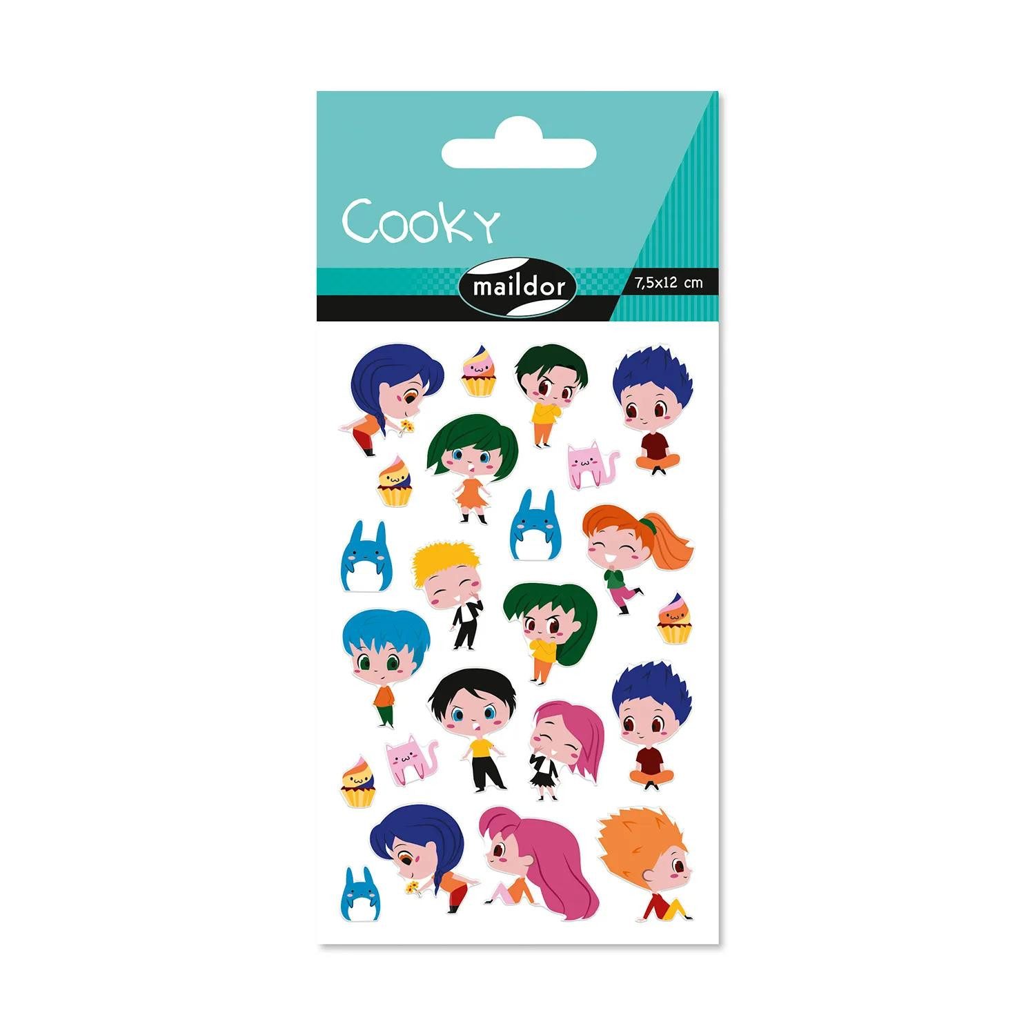 maildor Sticker 10x Cooky, 1 Stickerbogen 7,5x12cm, Manga - Mehrfarbig CY157C, 3D-Sticker