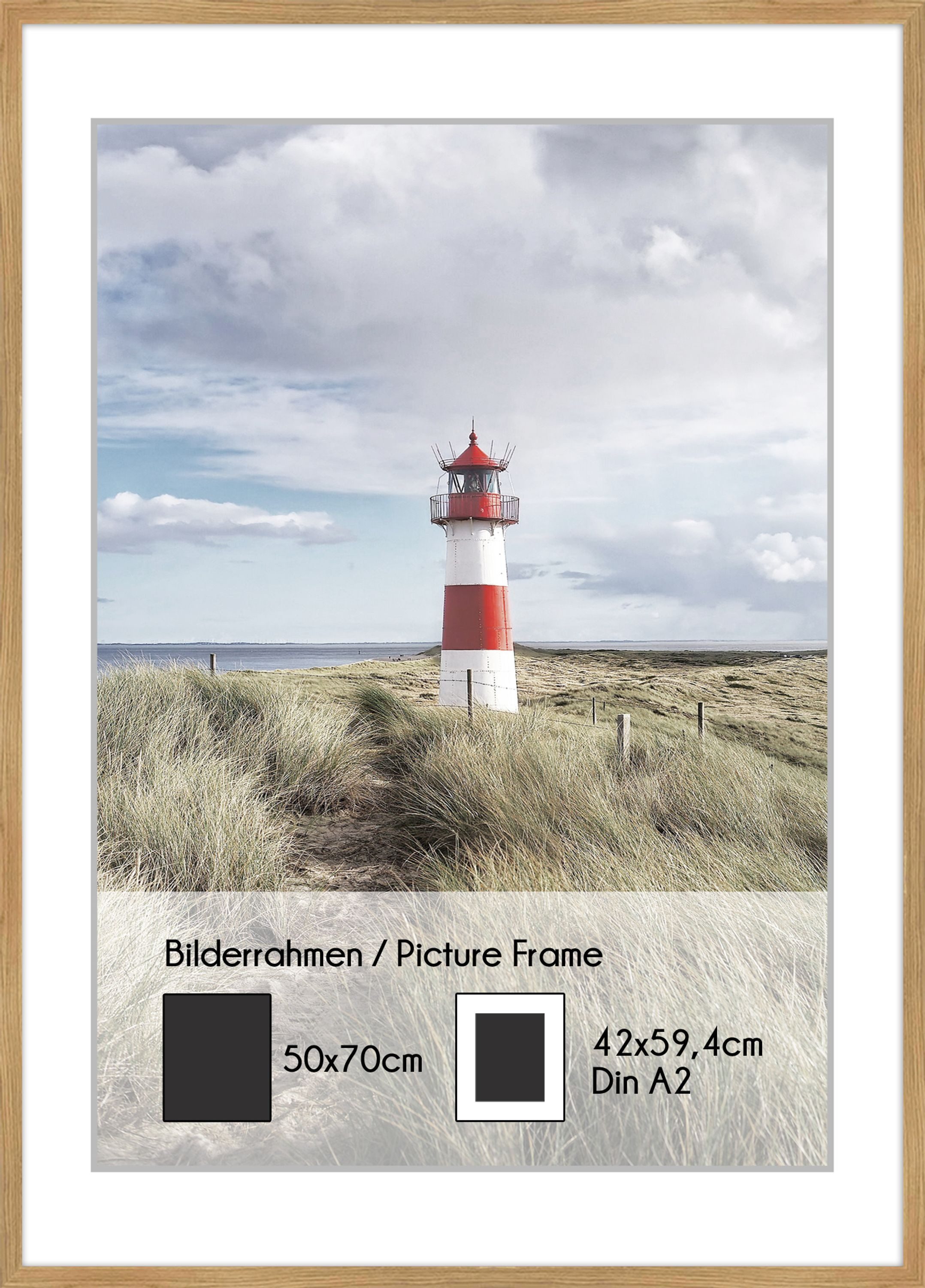 artissimo Bilderrahmen Bilderrahmen 50x70 cm inkl. Passepartout für DIN A2 Eiche
