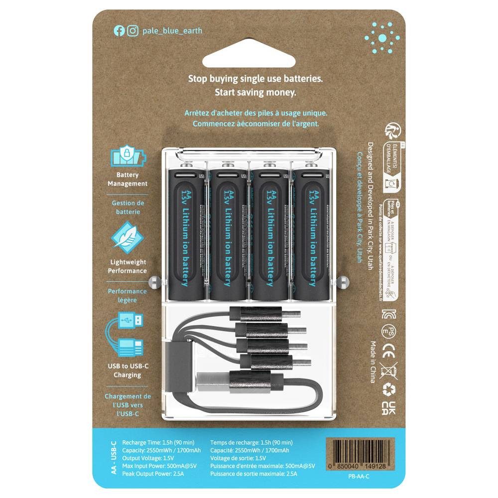 Paleblue USB-C Mignon AA Li-Ion Akku 4er Blister PB-AA-C Akku