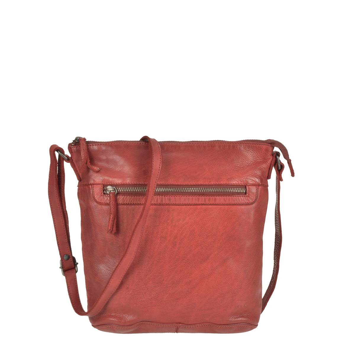 Bear Design Umhängetasche Erna, kleine Handtasche 30x27cm, Shopper, Schultertasche, Leder in rot